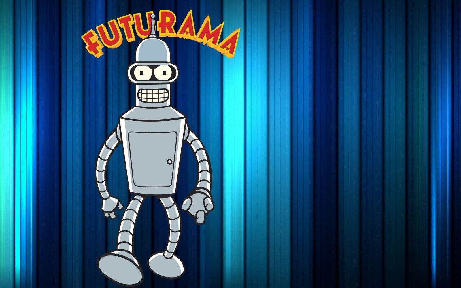 Bender, Futurama, vibrant blue curtain, HD Desktop Wallpaper