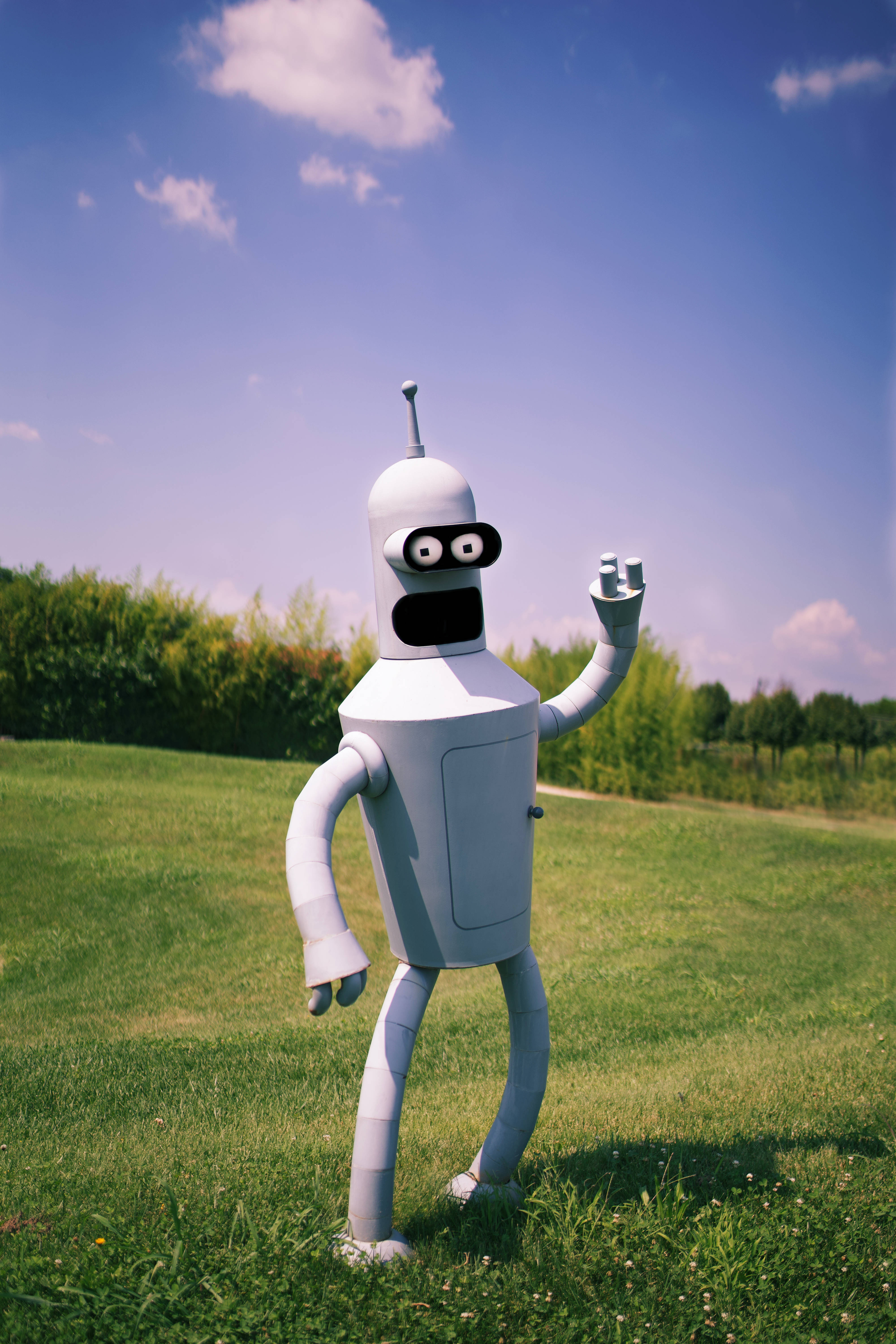 Futurama, Bender, white cartoon robot, 5K Phone Wallpaper