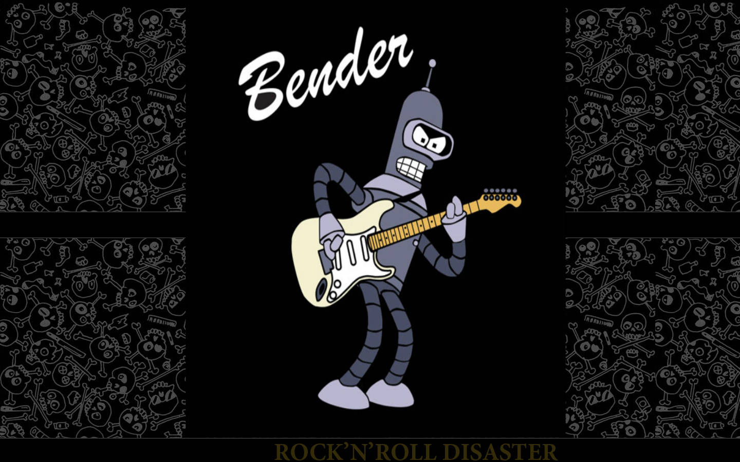 Futurama, Bender, white electric guitar, HD Desktop Wallpaper