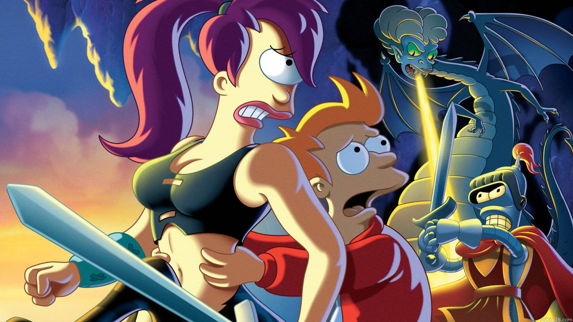 Futurama, dragon, anime style, Full HD Desktop Wallpaper