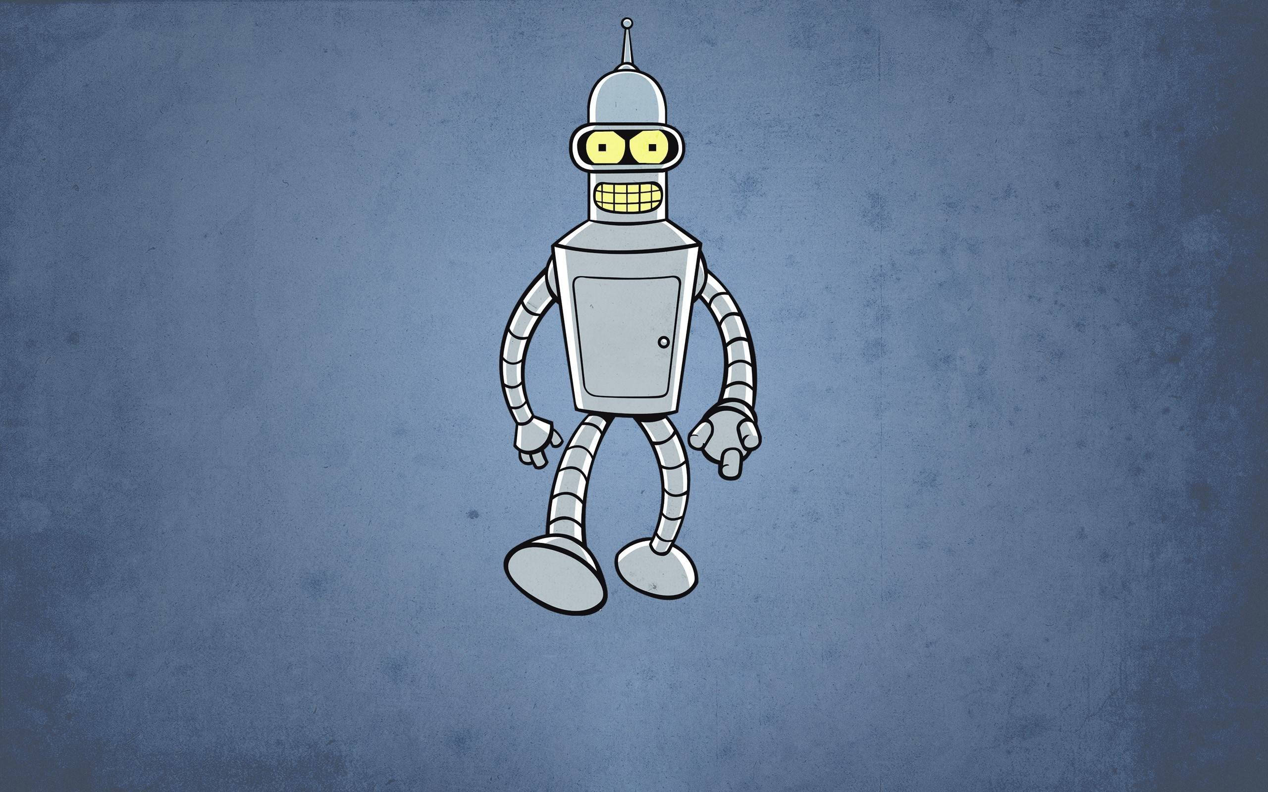 Futurama, Bender, yellow eyes, 2K Desktop Wallpaper