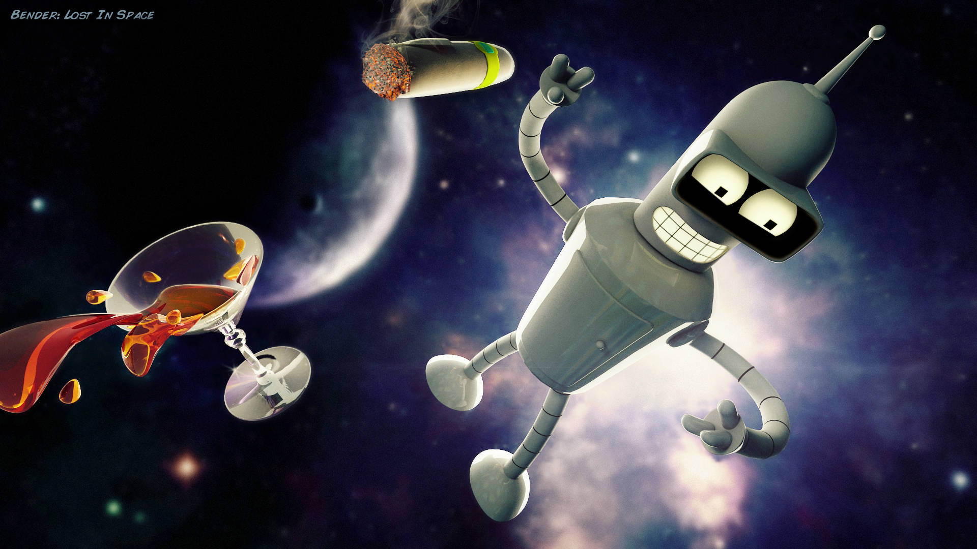 Bender, Futurama, space, Full HD Desktop Wallpaper