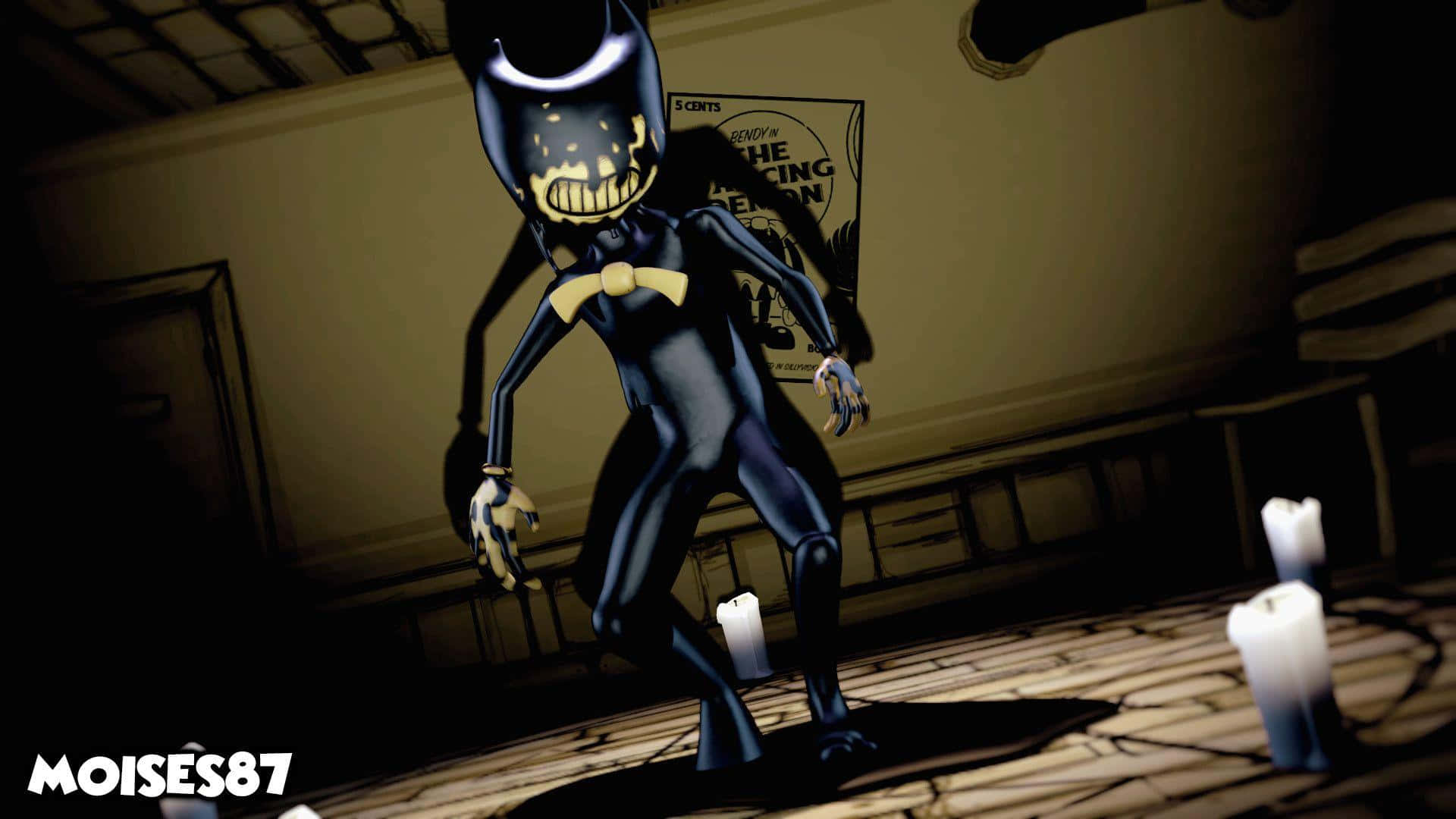 Bendy and the Ink Machine, black animatronic, wide grin, Full HD Desktop Wallpaper