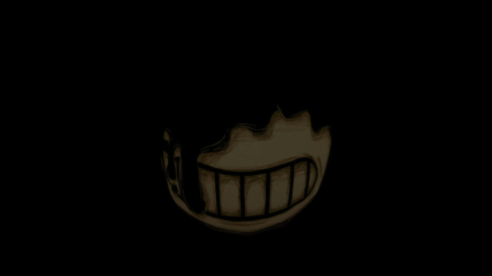 Bendy and the Ink Machine, glowing cartoonish grin, sharp teeth, Full HD Desktop Wallpaper