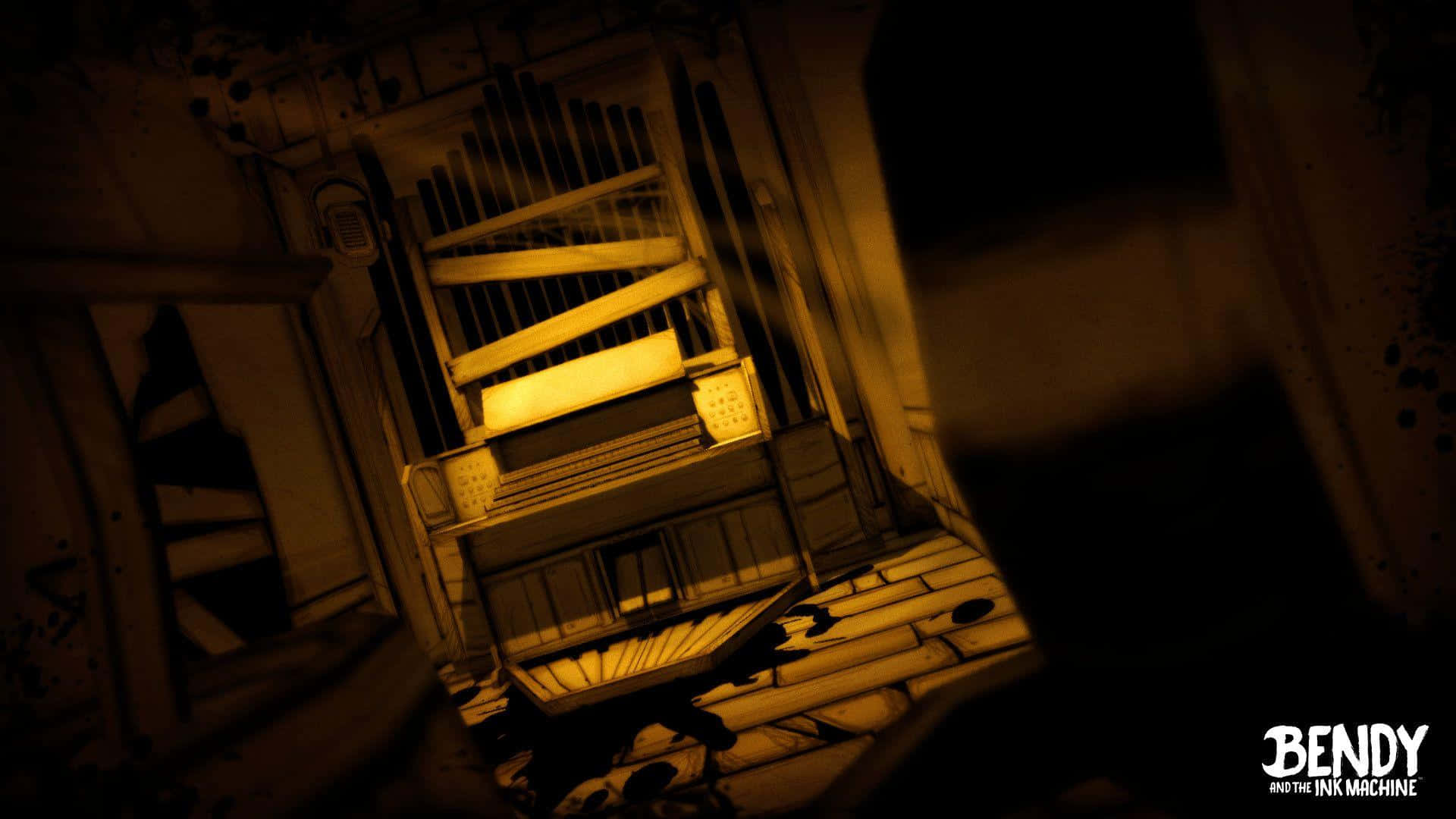 Bendy and the Ink Machine, dimly lit, tilted hallway, Full HD Desktop Wallpaper
