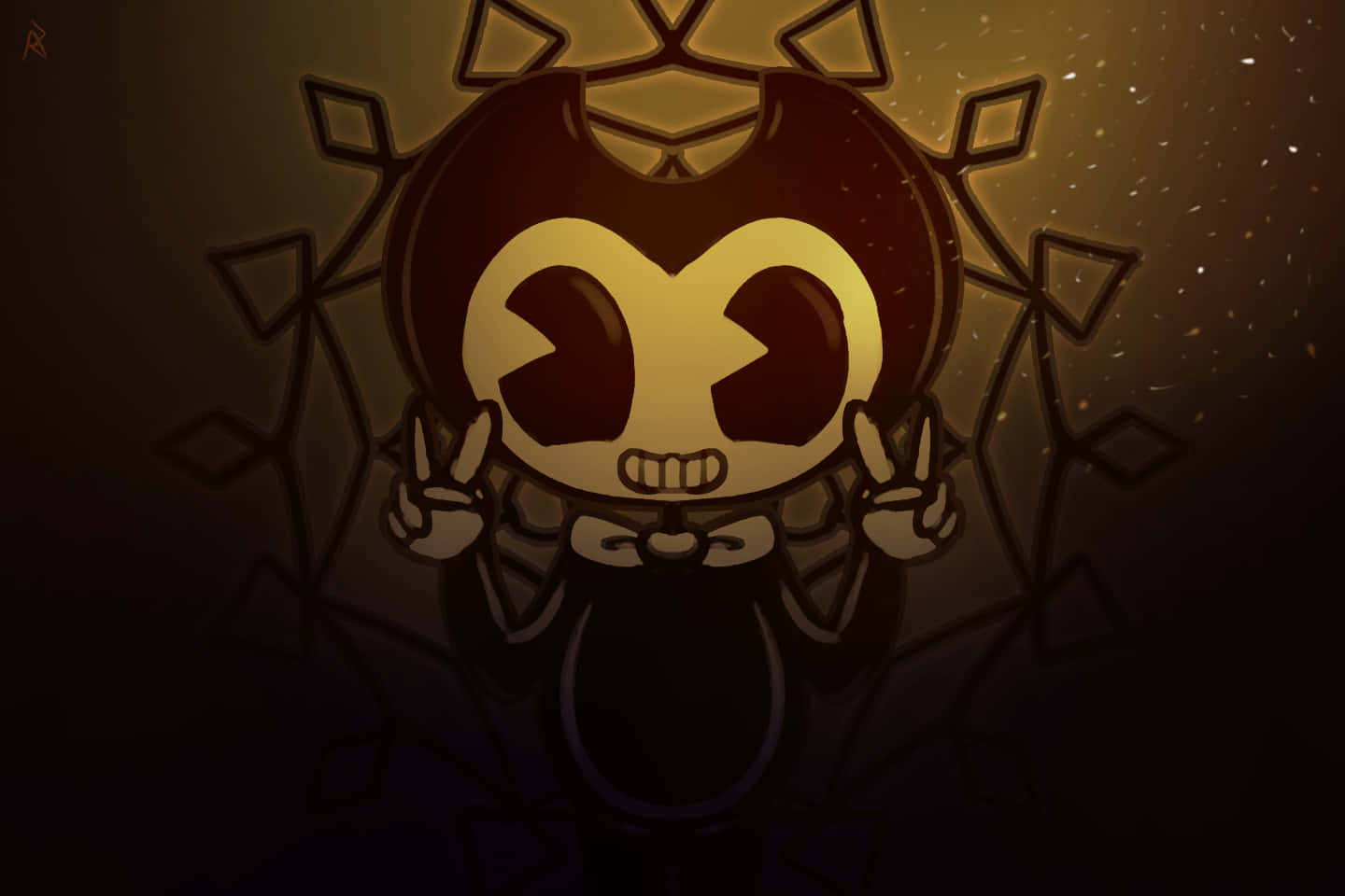 Bendy and the ink machine, peace sign, glowing eyes, HD Desktop Wallpaper