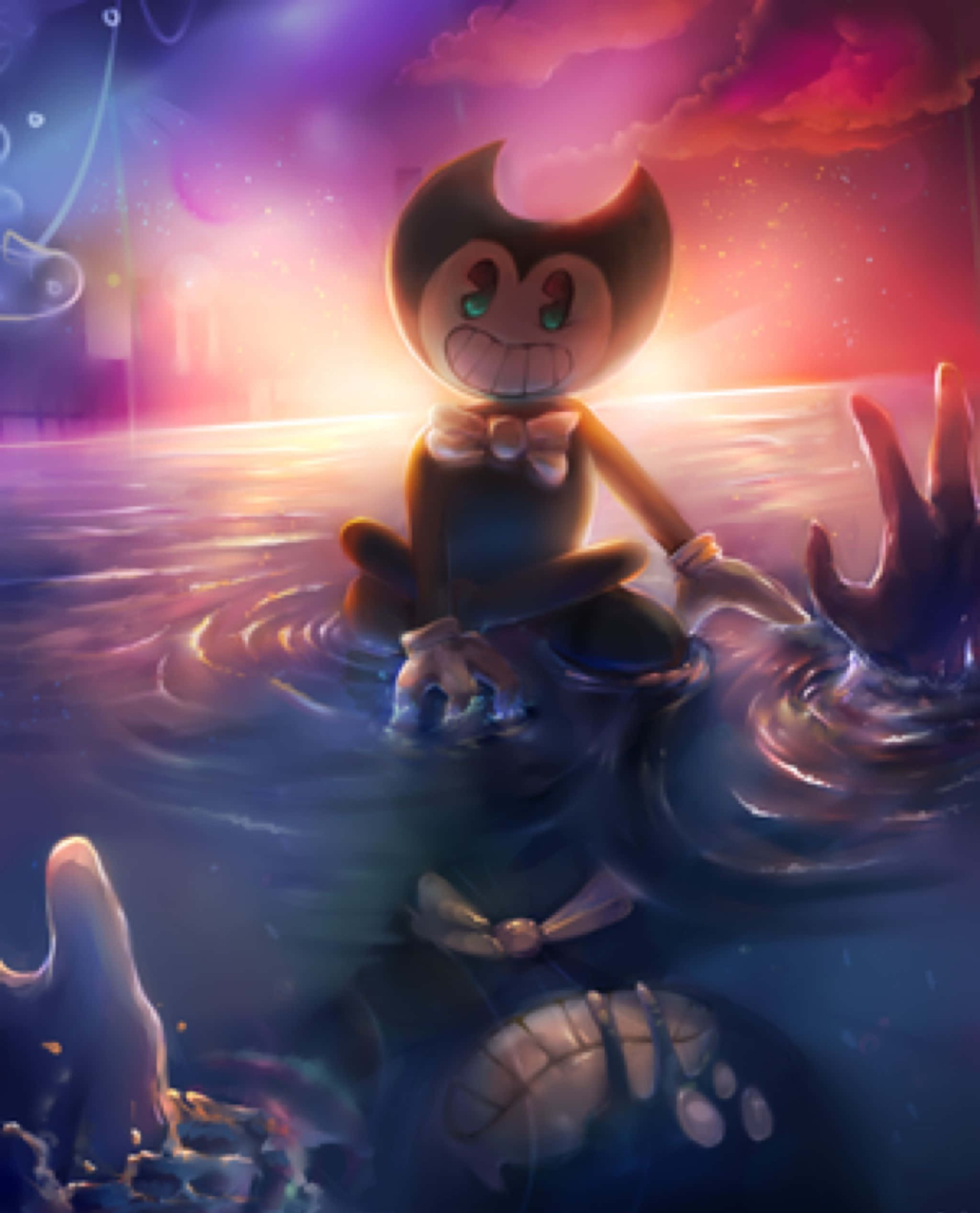 Bendy, Bendy and the Ink Machine, glowing water, Full HD Phone Wallpaper