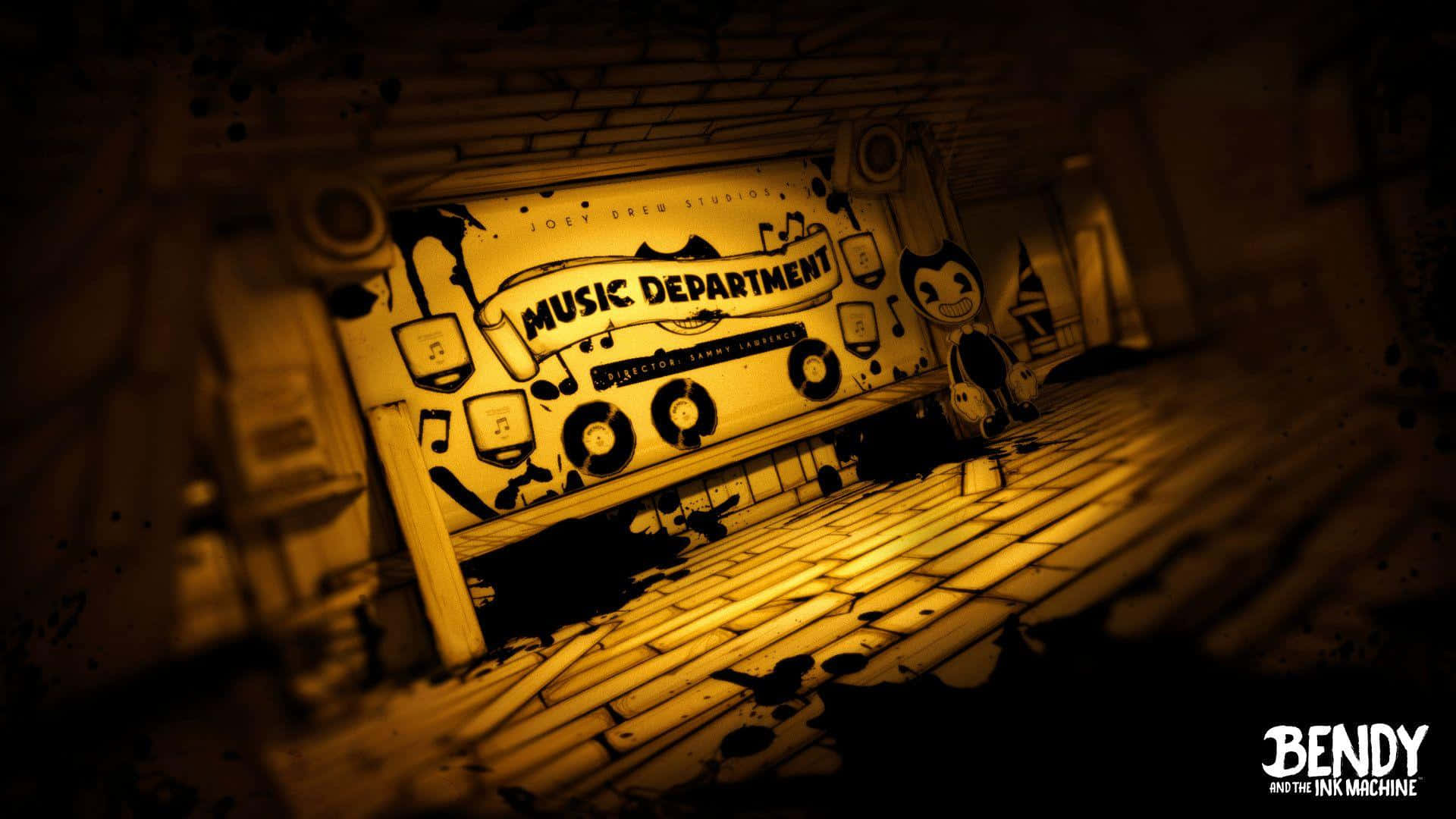 Bendy and the Ink Machine, Music Department, cartoon characters, Full HD Desktop Wallpaper
