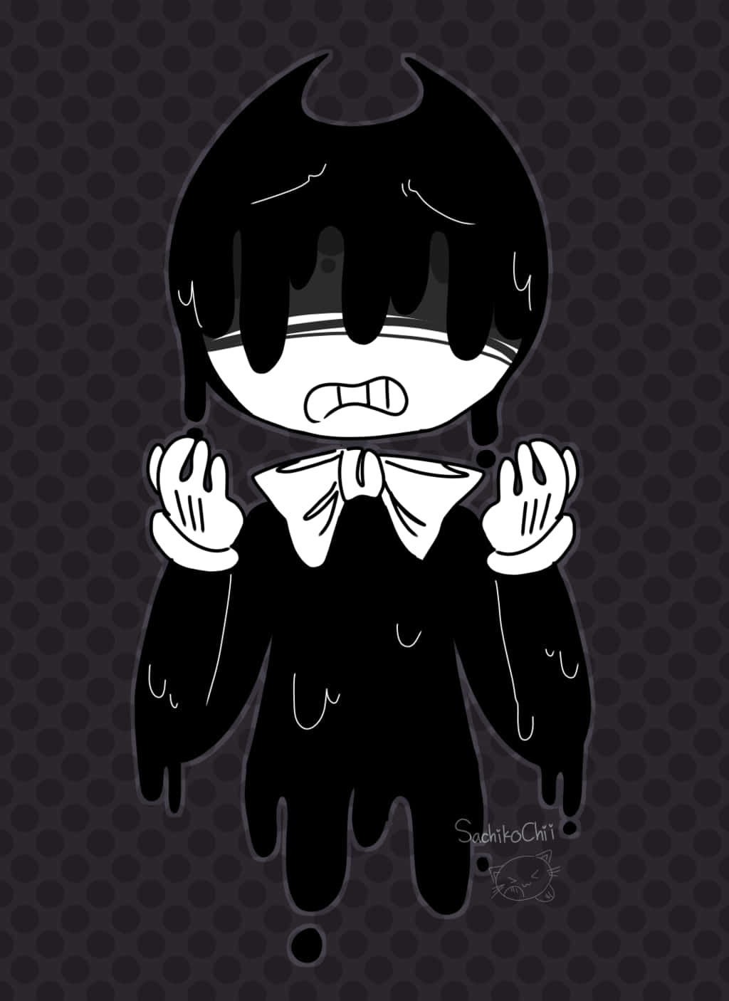 Bendy and the Ink Machine, Bendy, black dripping hair, HD Phone Wallpaper