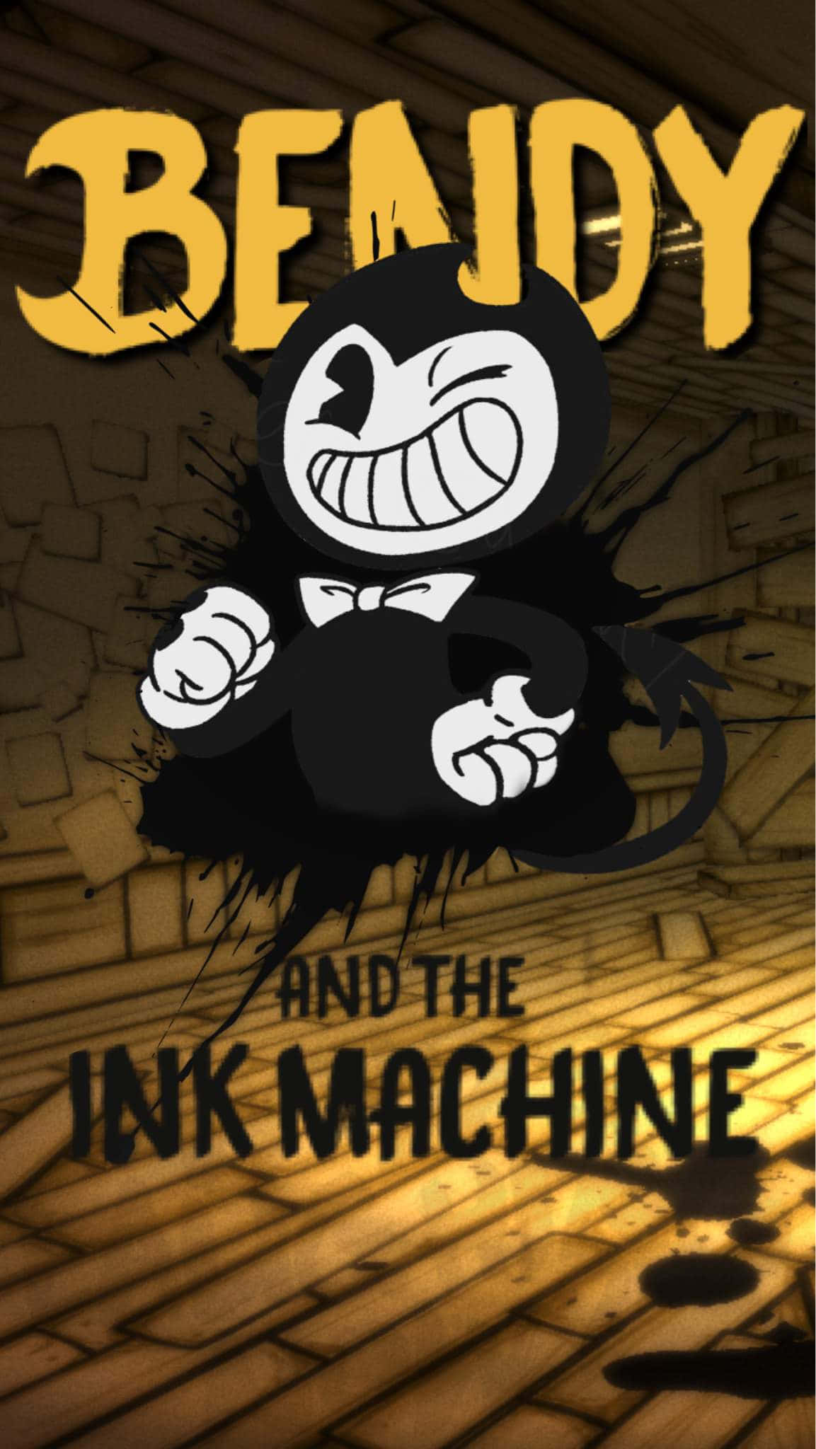 Bendy, black ink character, wide grin, Full HD Phone Wallpaper