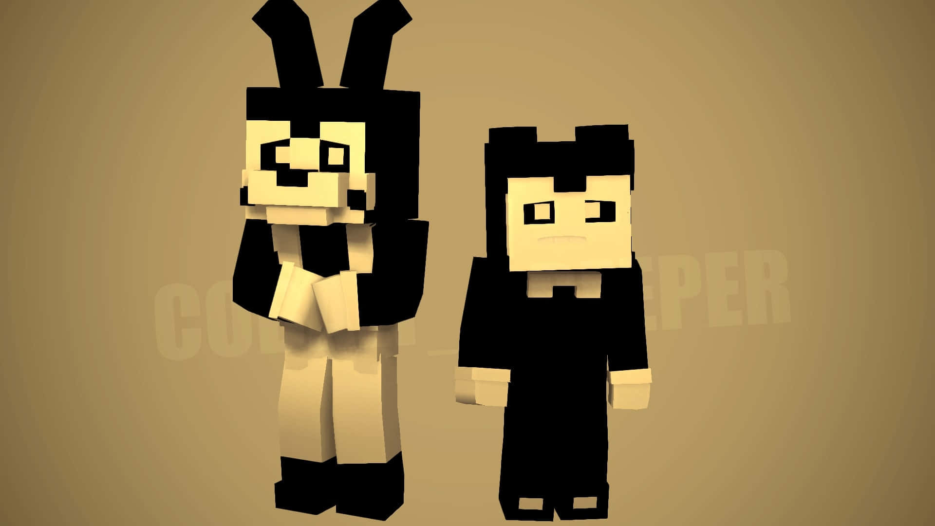 Bendy, 1920 x 1080, black and cream coloring, Full HD Desktop Wallpaper