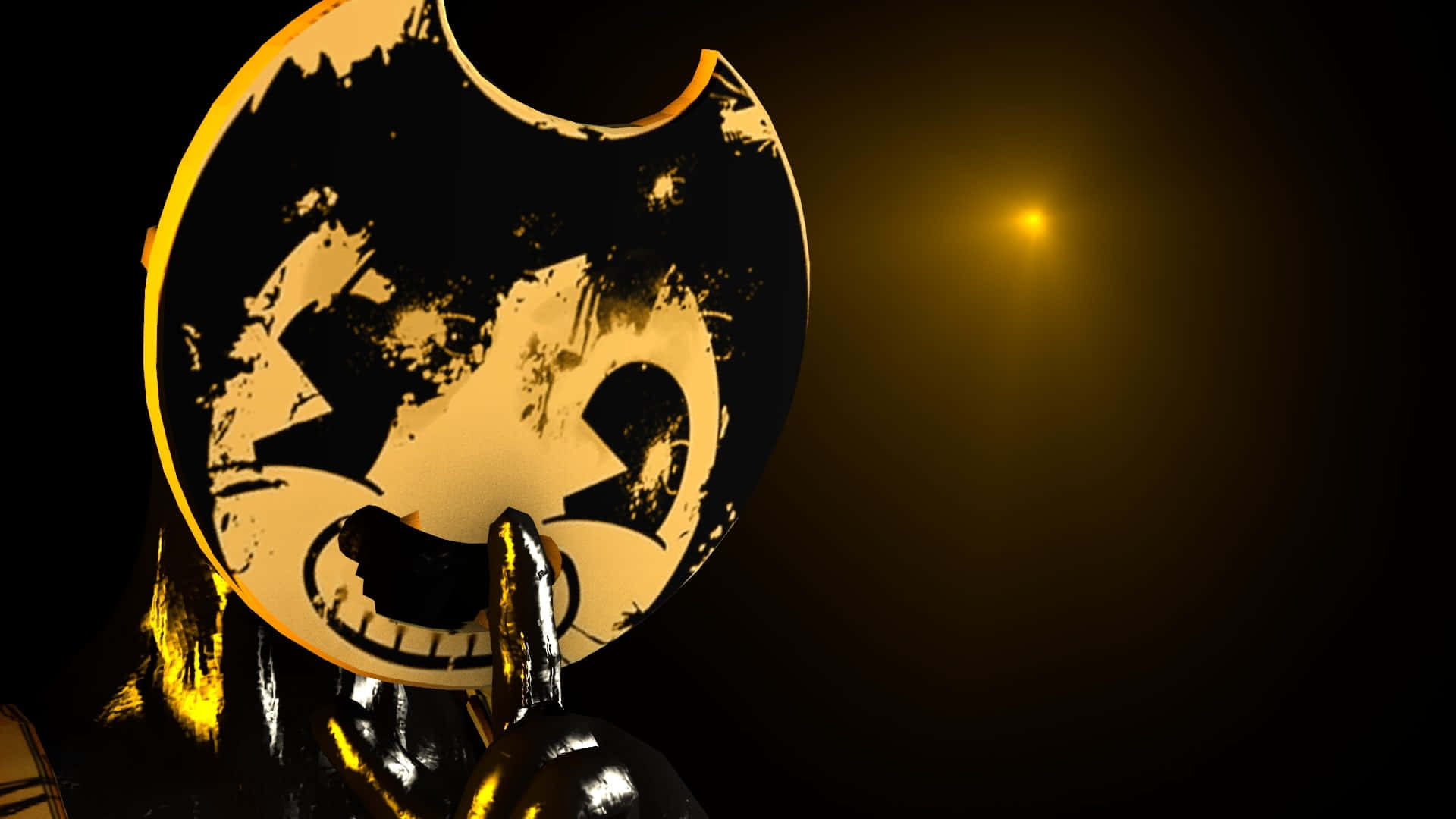 Bendy, yellow and black, broken smile, Full HD Desktop Wallpaper