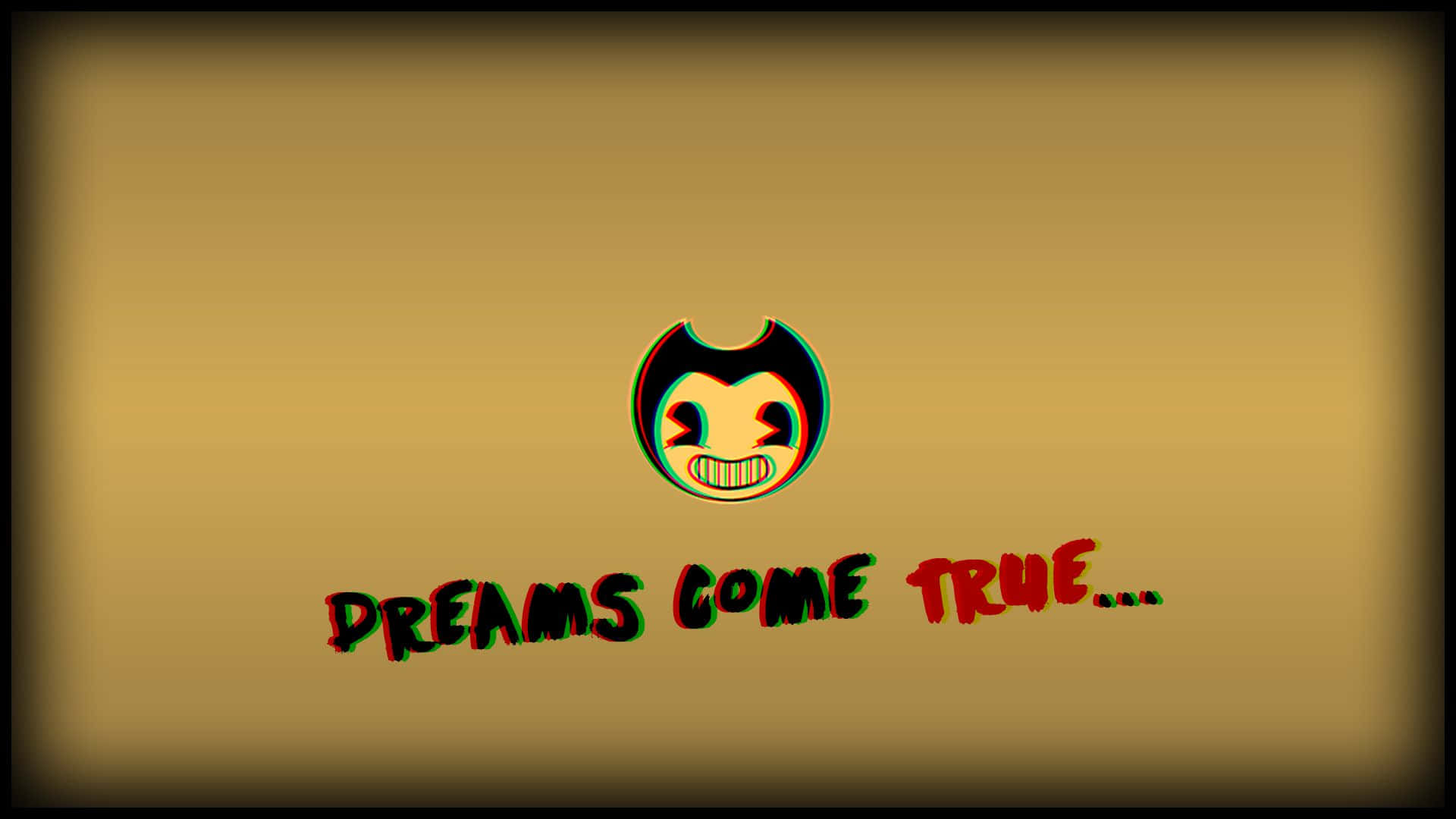 Bendy, glitchy red letters, gradient yellow background, Full HD Desktop Wallpaper