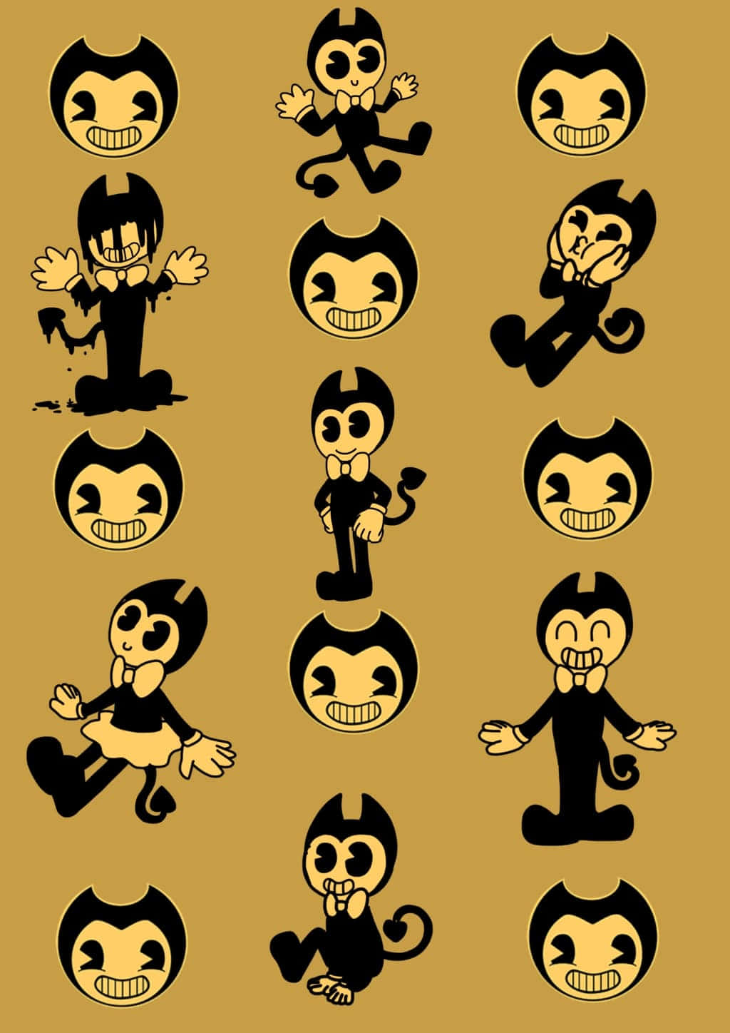 Bendy, black and yellow, tan background, HD Phone Wallpaper