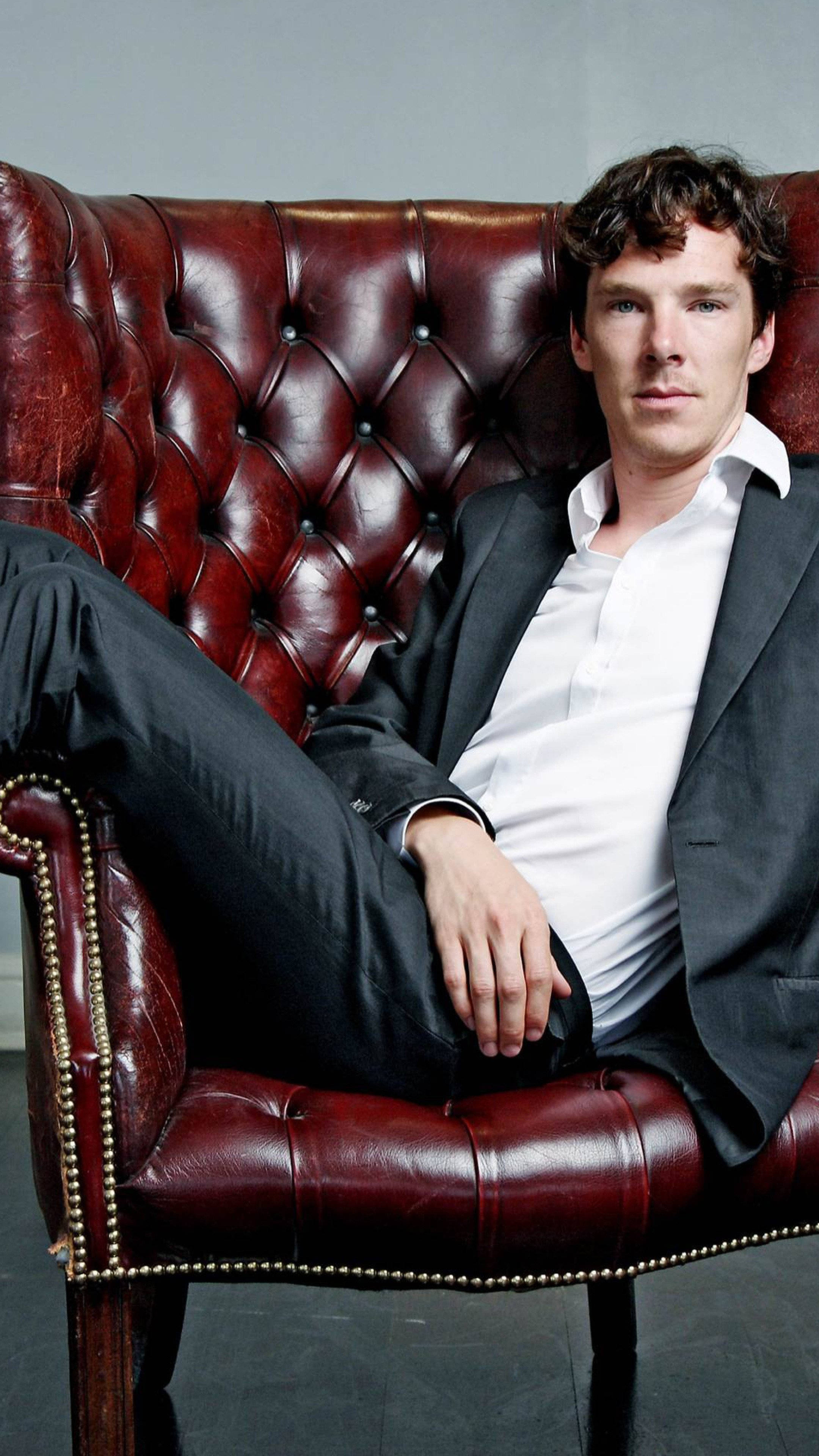 Benedict Cumberbatch, black suit, white shirt, 4K Phone Wallpaper