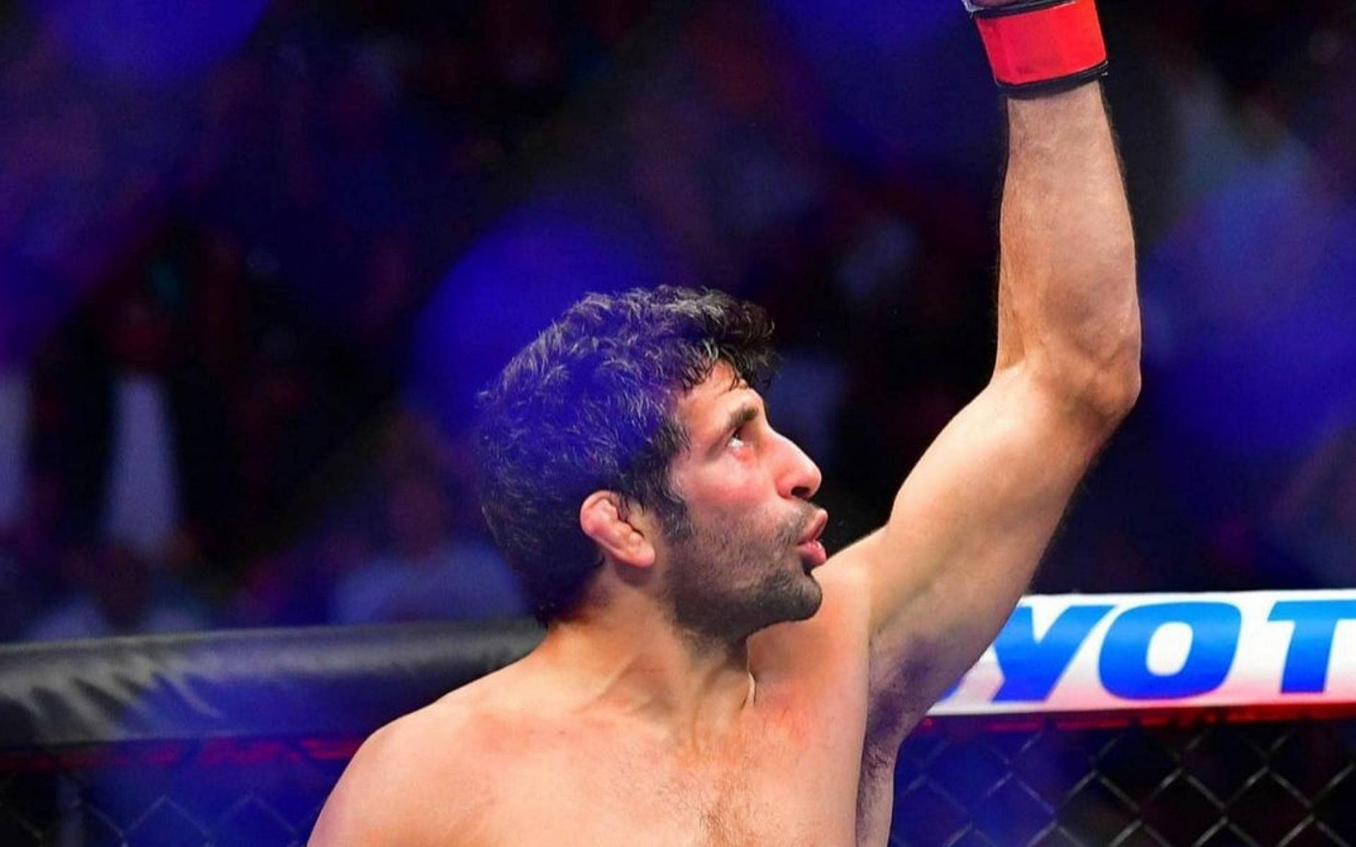 Beneil Dariush, gloved fist, brightly lit octagon, Full HD Desktop Wallpaper