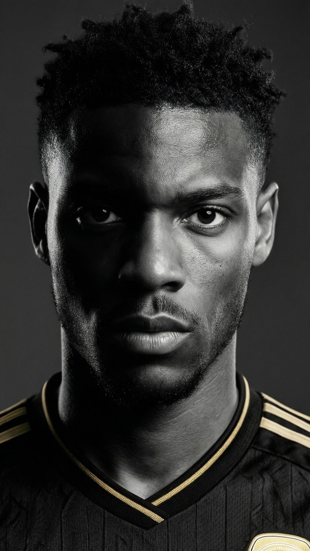 Benjamin Mendy, black sports jersey, gold stripes, Full HD Phone Wallpaper