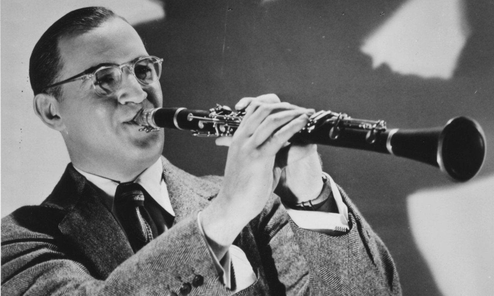 Benny Goodman, clarinet, black and white studio portrait, Full HD Desktop Wallpaper