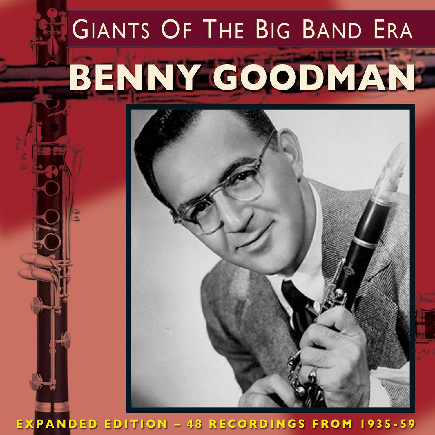Benny Goodman, clarinet, red background, HD Desktop Wallpaper
