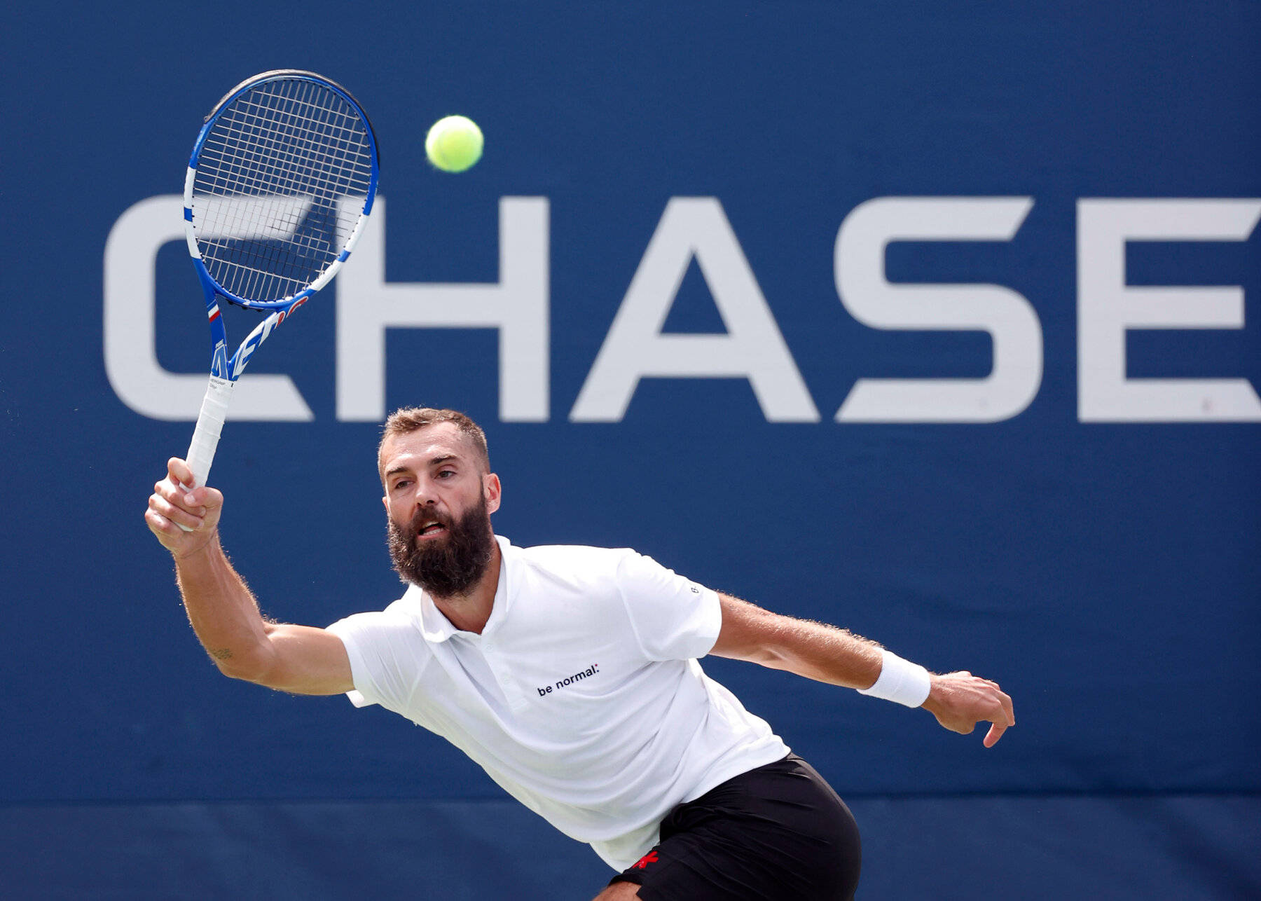 Benoit Paire, white shirt, blue racket, HD Desktop Wallpaper