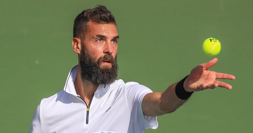 Benoit Paire, white shirt, bright yellow tennis ball, SD Desktop Wallpaper