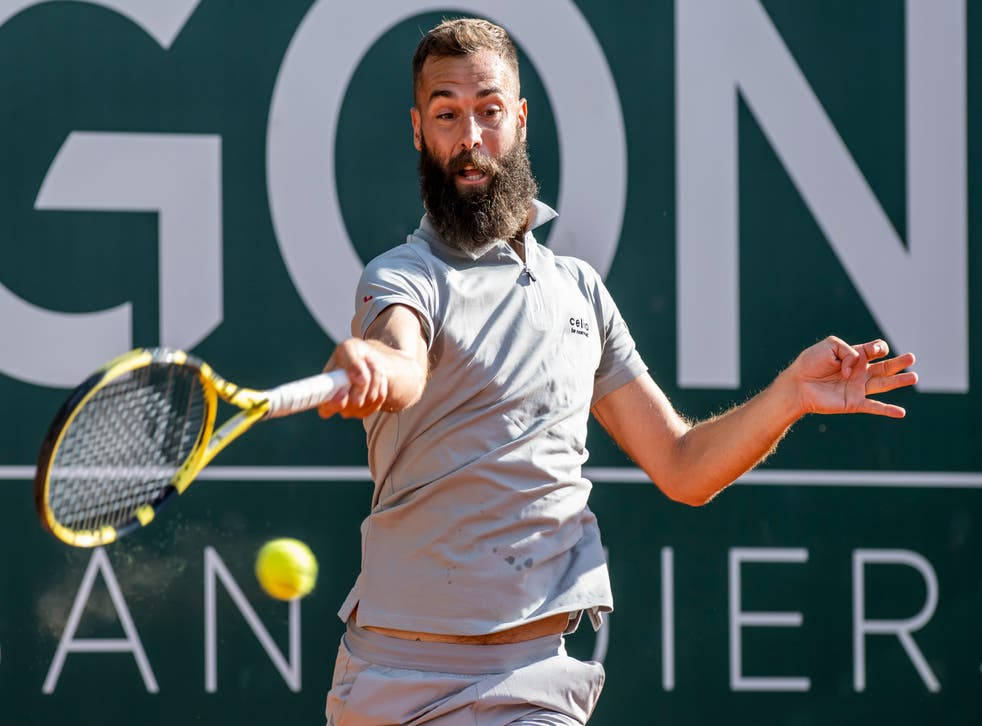 Benoit Paire, grey outfit, yellow racket, SD Desktop Wallpaper
