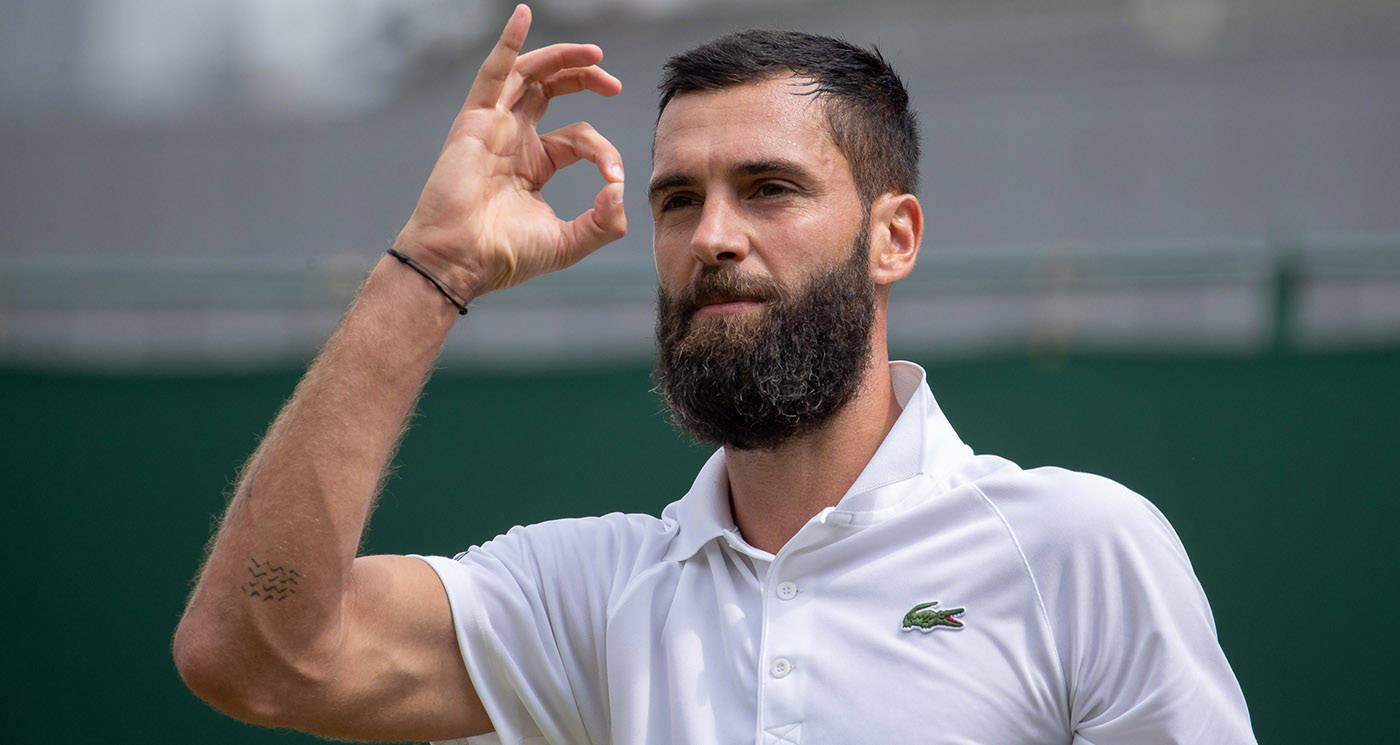 Benoit Paire, white polo shirt, okay gesture, HD Desktop Wallpaper