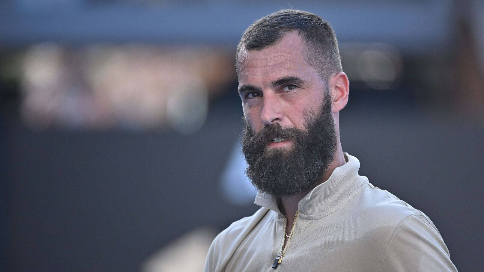 Benoit Paire, light-colored zip-neck shirt, bearded man, HD Desktop Wallpaper