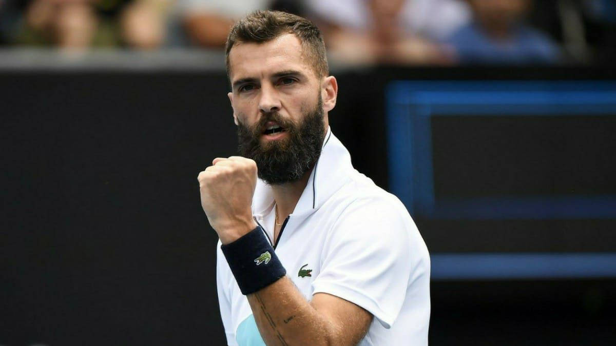 Benoit Paire, tennis court, white shirt, SD Desktop Wallpaper