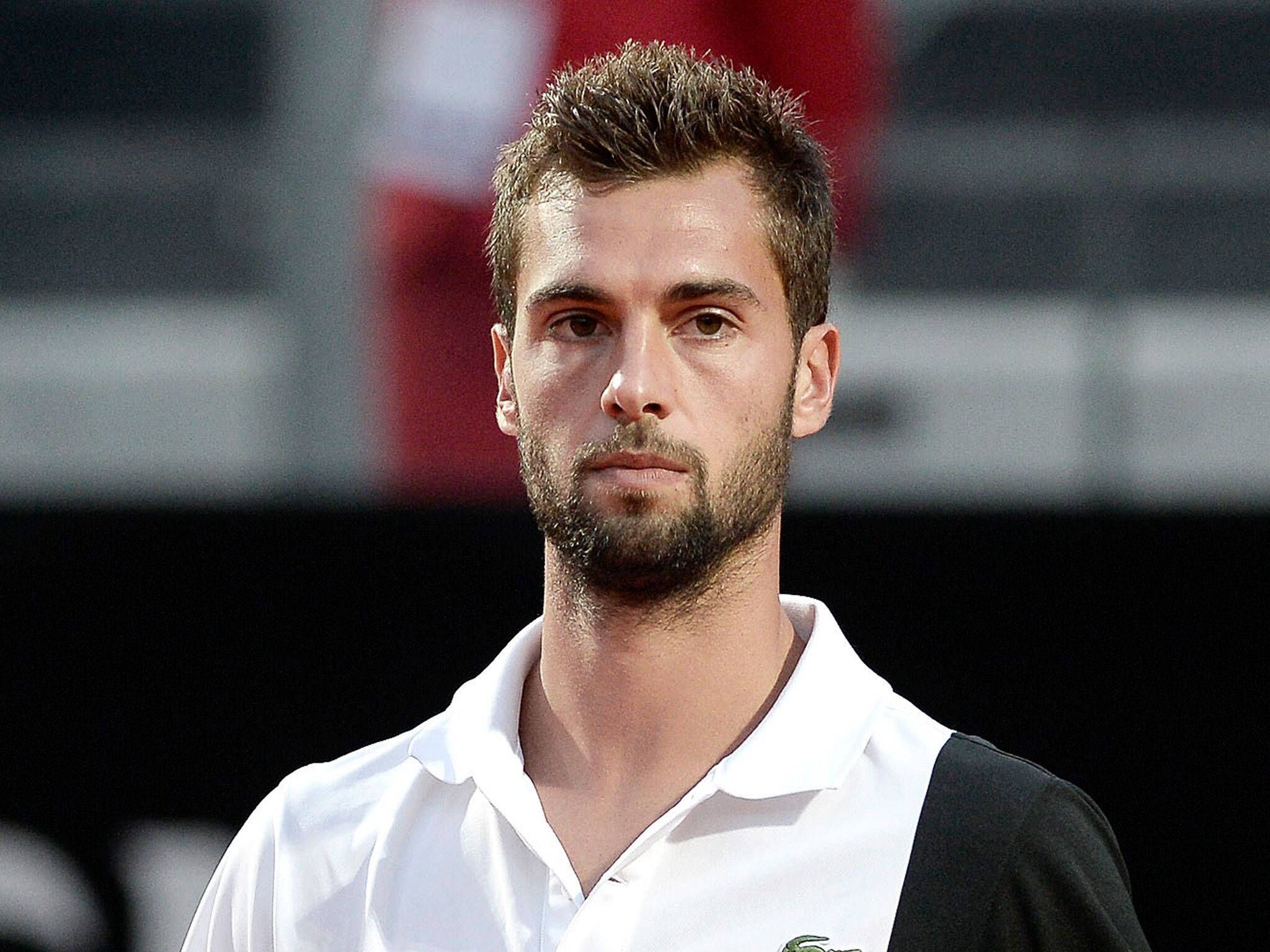 Benoit Paire, white and black polo shirt, beard, Full HD Desktop Wallpaper