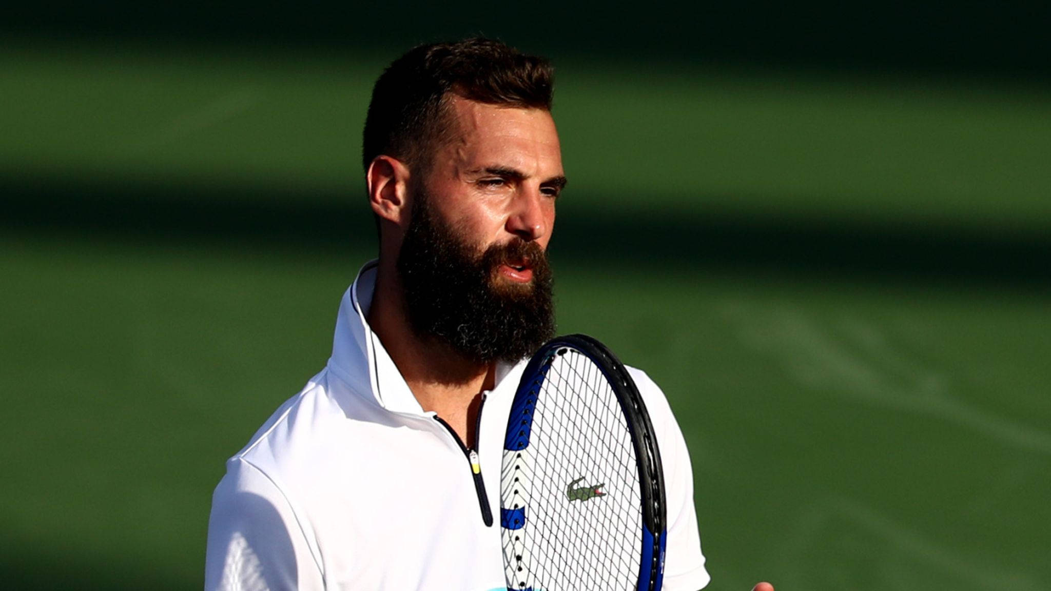 Benoit Paire, tennis court, white shirt, Full HD Desktop Wallpaper