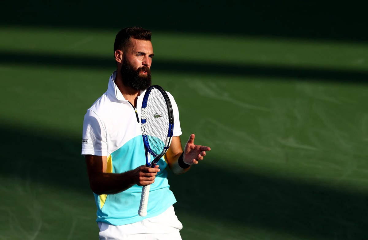 Benoit Paire, white and teal shirt, racket, SD Desktop Wallpaper