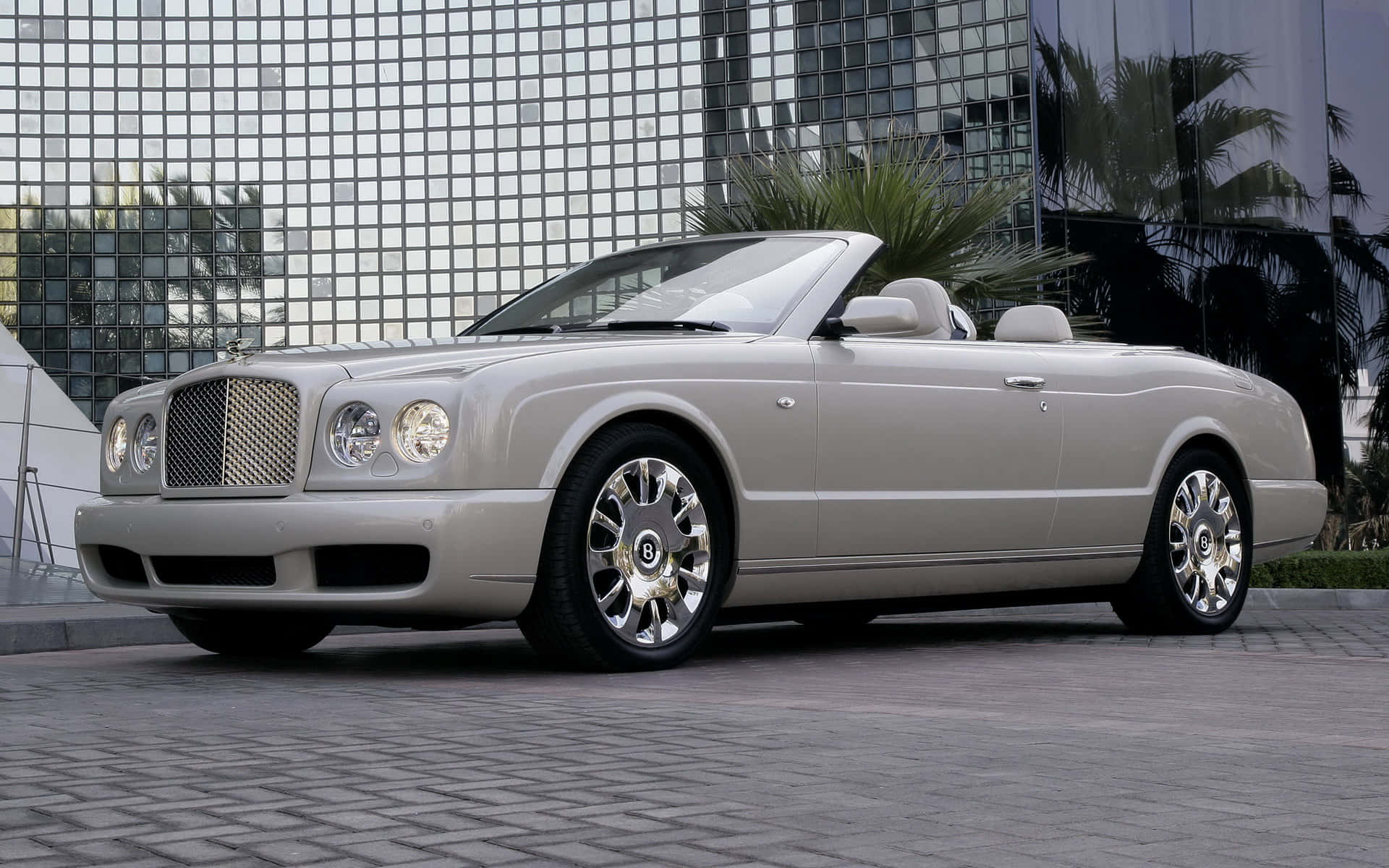 Bentley Azure, silver, paved plaza, Full HD Desktop Wallpaper