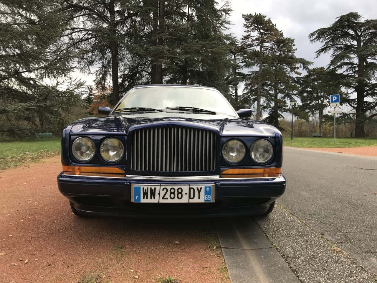 Bentley Azure, blue, gravel path, HD Desktop Wallpaper