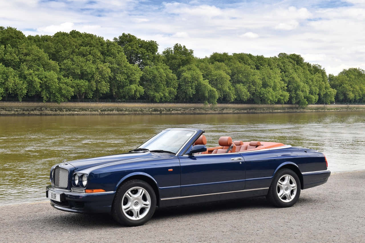 Bentley Azure, navy blue, orange leather seats, HD Desktop Wallpaper