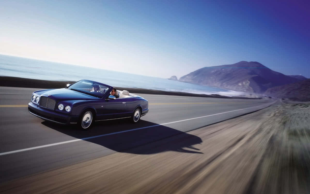 Bentley Azure, navy, coastal highway, HD Desktop Wallpaper