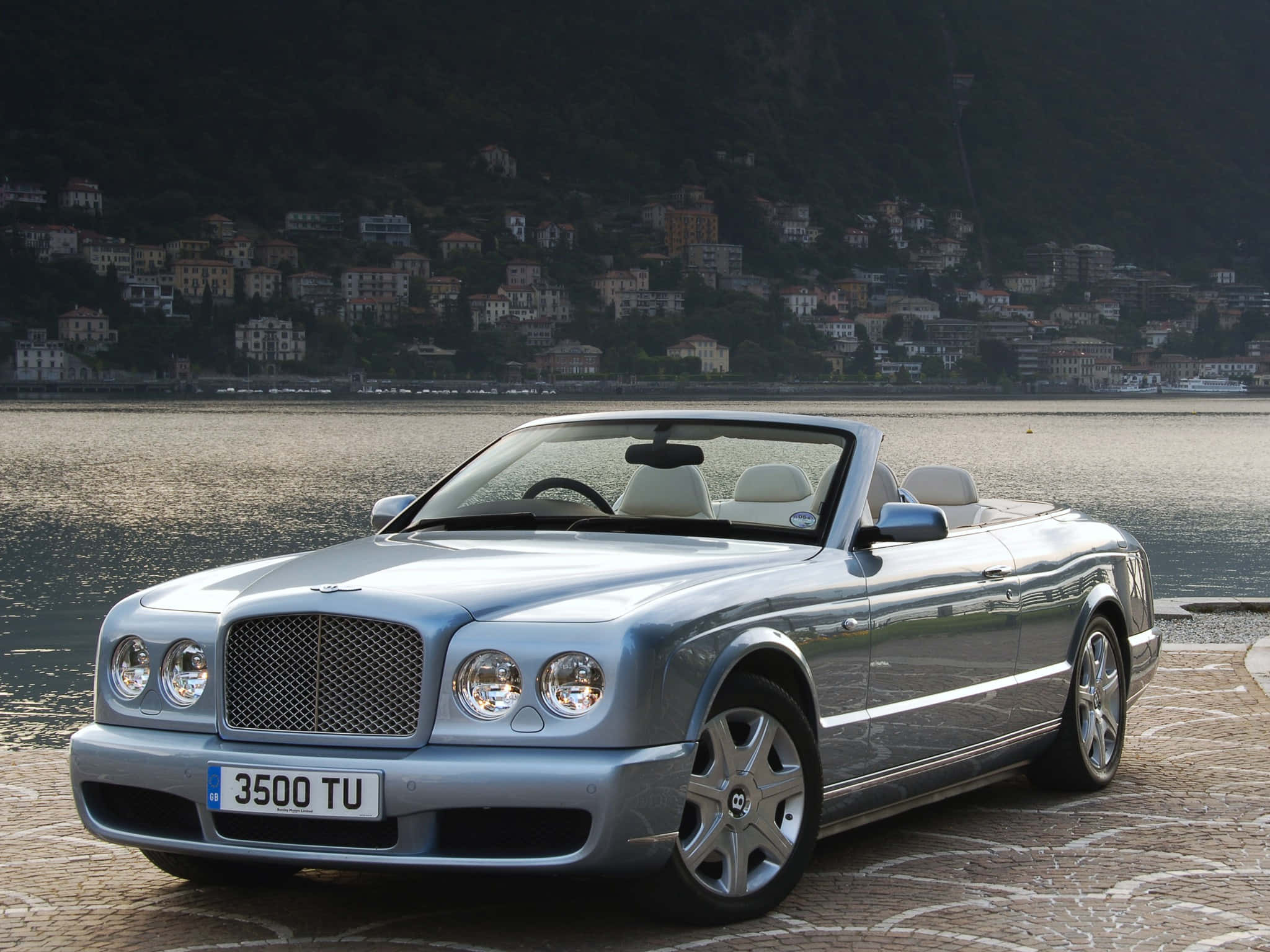 Bentley Azure, silver, convertible, Full HD Desktop Wallpaper