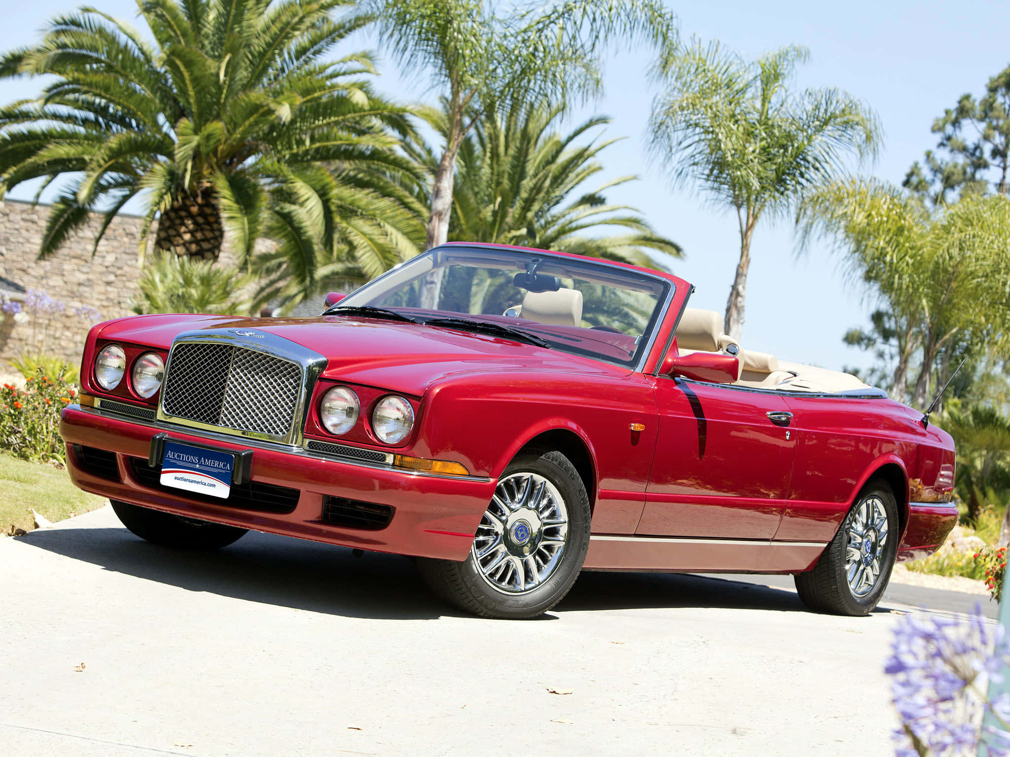Bentley Azure, glossy red, sunlit driveway, Full HD Desktop Wallpaper