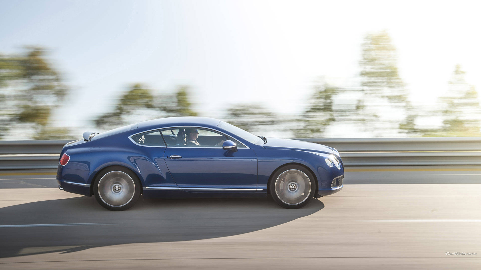 Bentley Continental GT, blue, sunlit highway, Full HD Desktop Wallpaper