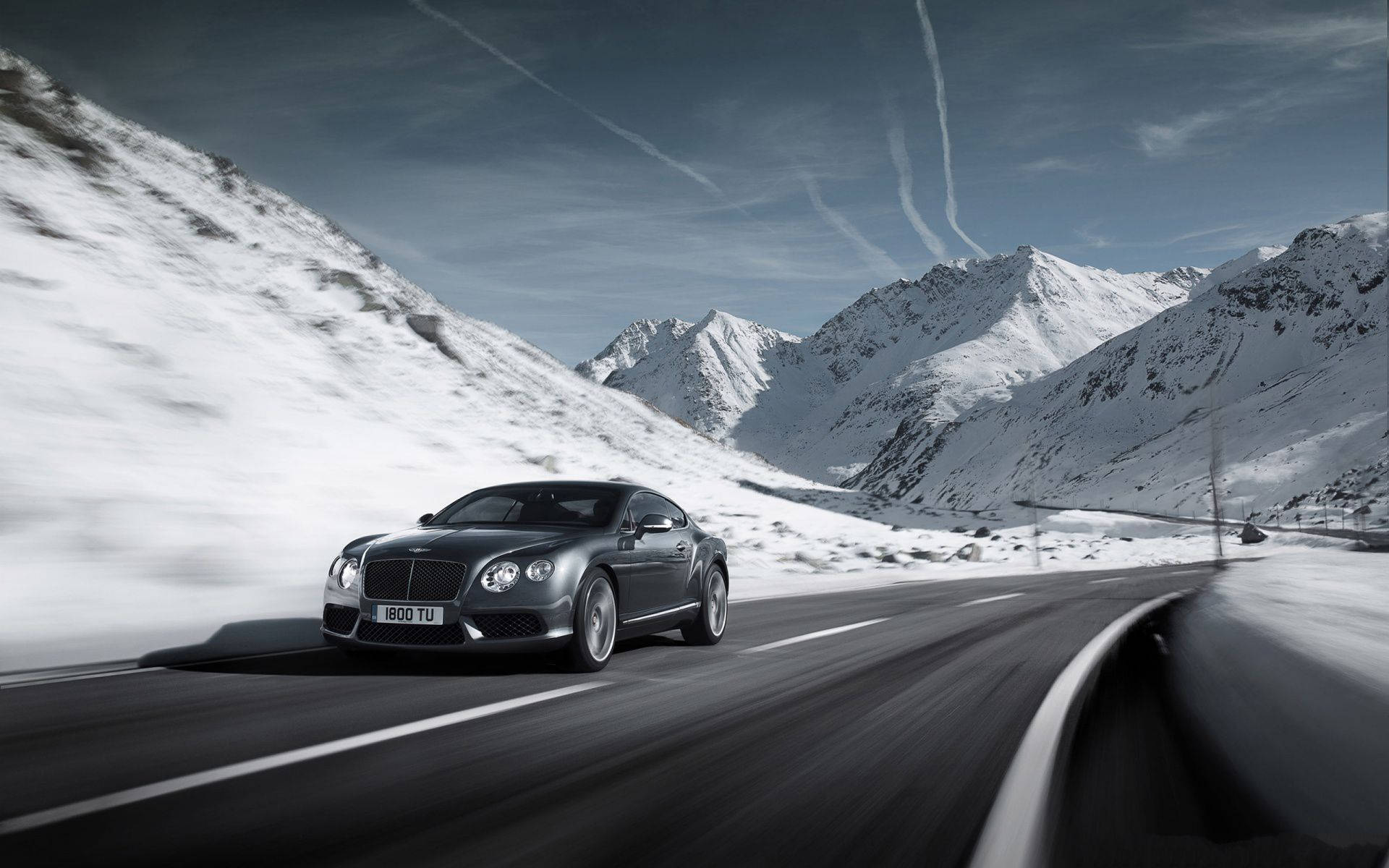 Bentley Continental GT, silver, mountain road, Full HD Desktop Wallpaper