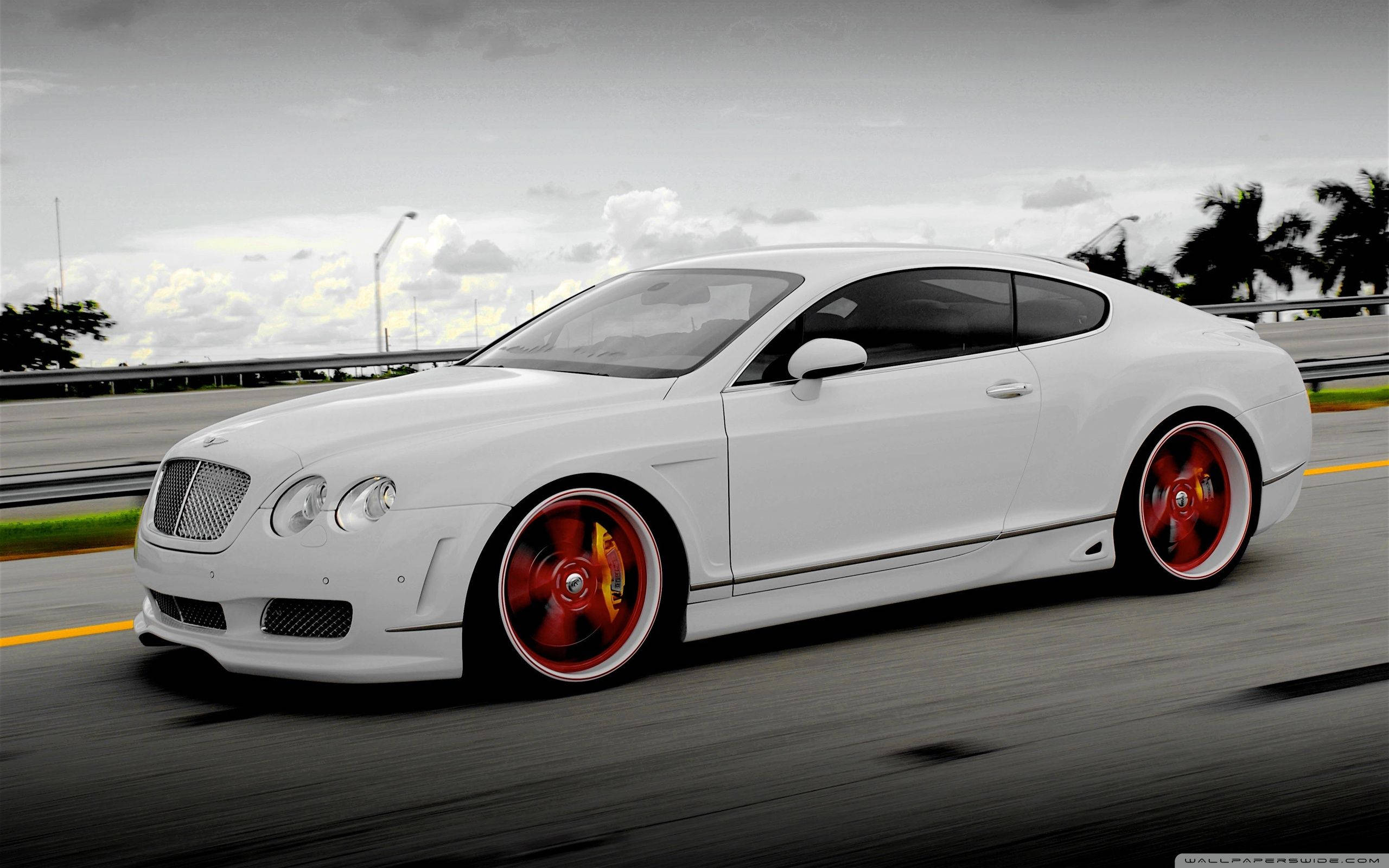 Bentley Continental GT, white, red mags, 2K Desktop Wallpaper