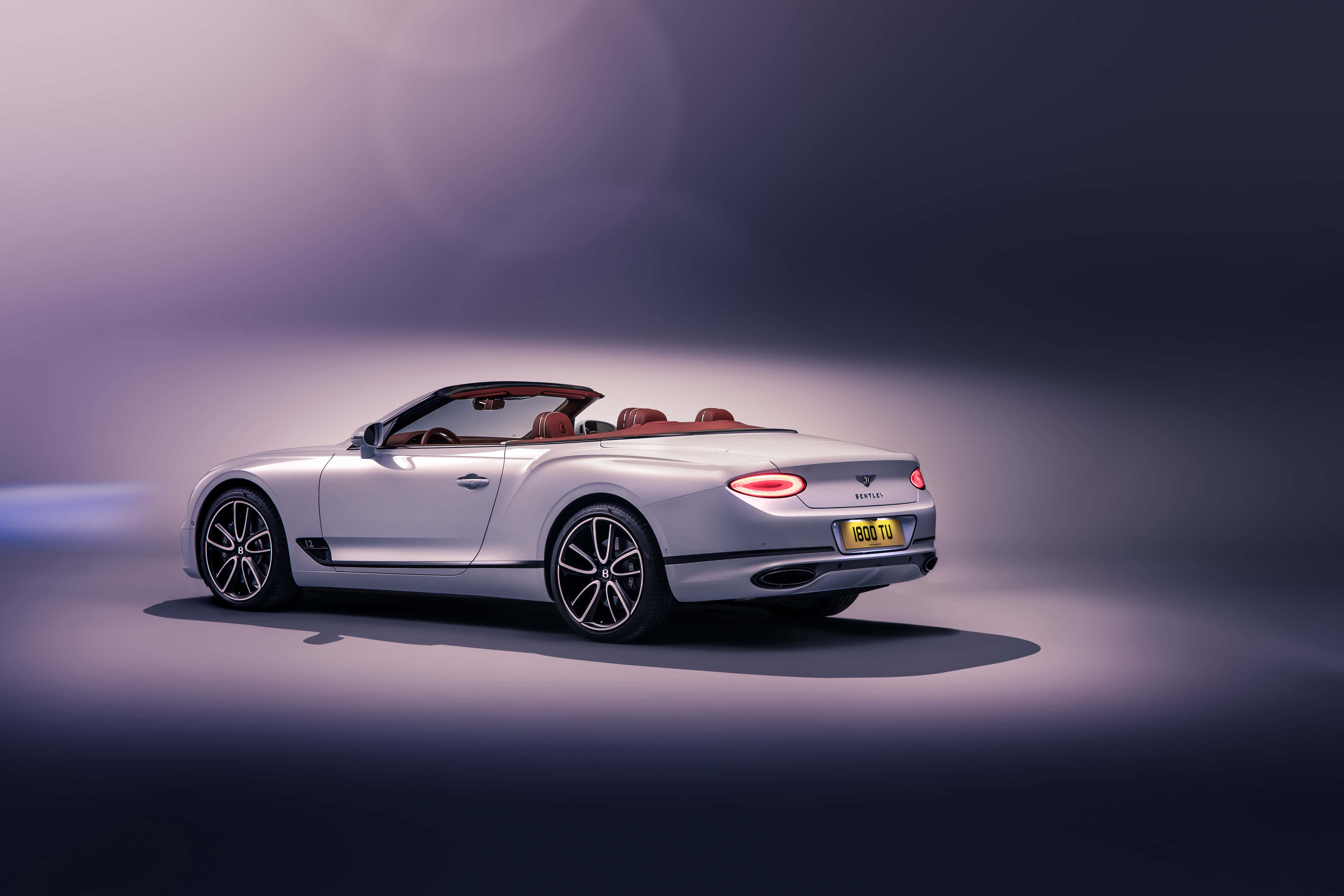 Bentley Continental GT Convertible, silver, red leather seats, 4K Desktop Wallpaper