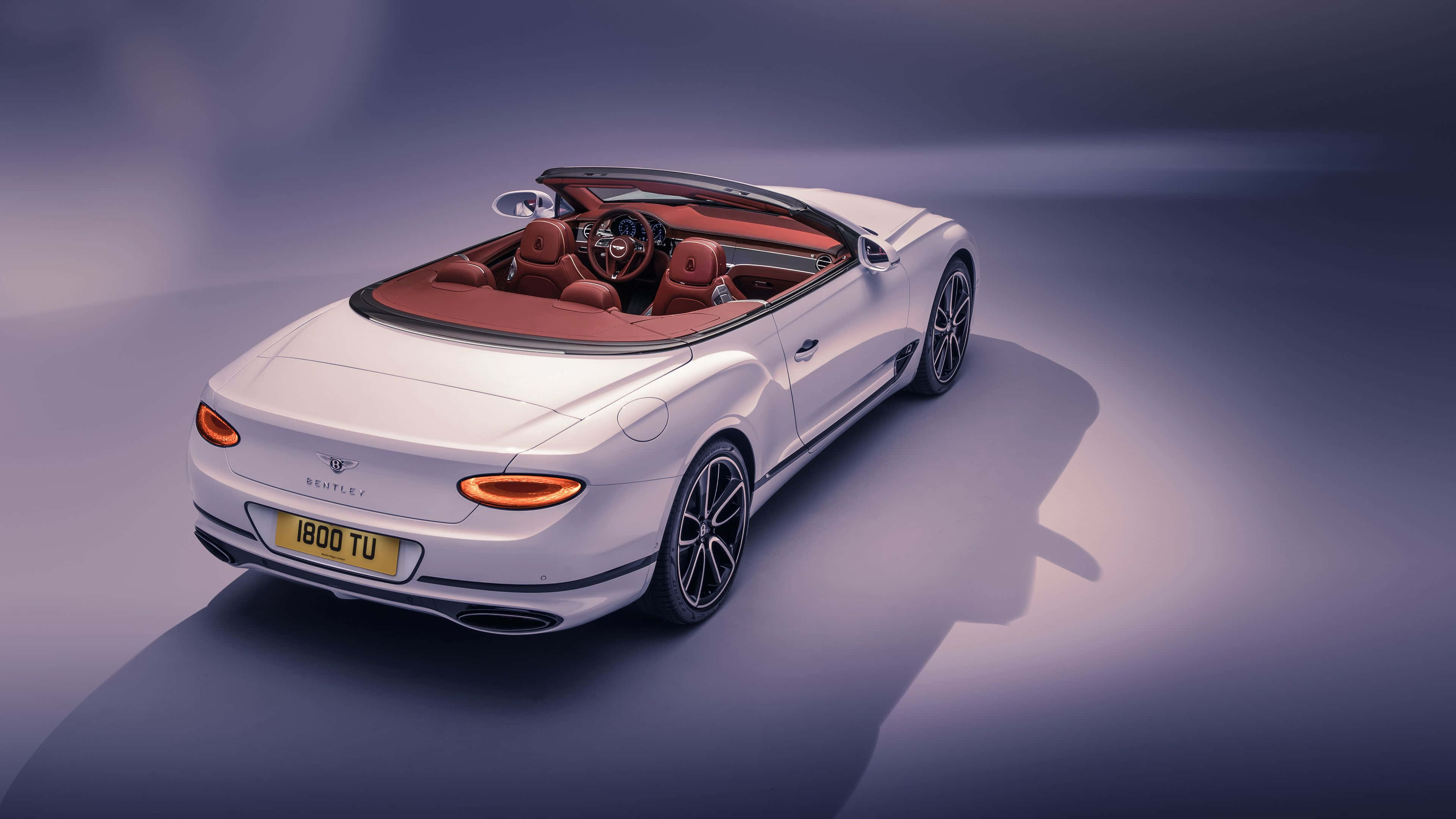 Bentley Continental GT Convertible, white, red leather interior, 4K Desktop Wallpaper
