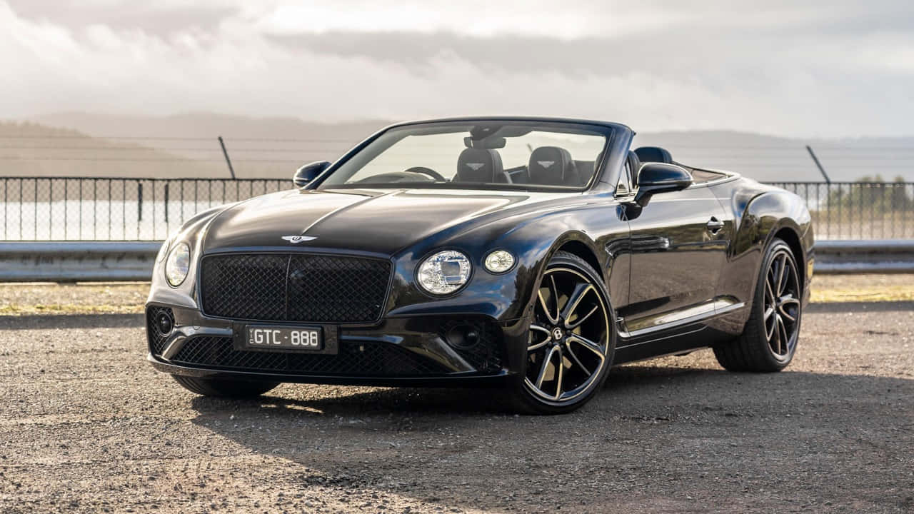 Bentley Continental GT Convertible, black, gravel track, HD Desktop Wallpaper