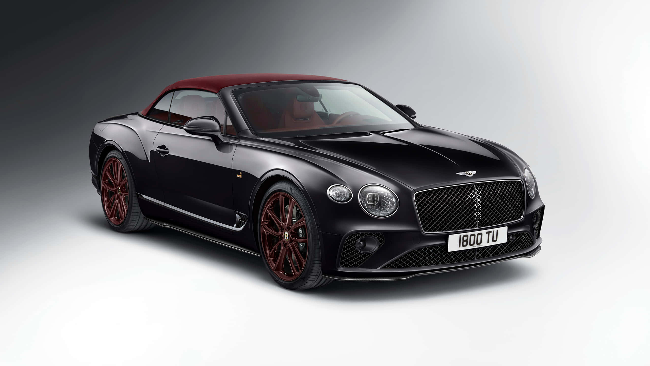Bentley Continental GT, black, red soft top, 2K Desktop Wallpaper
