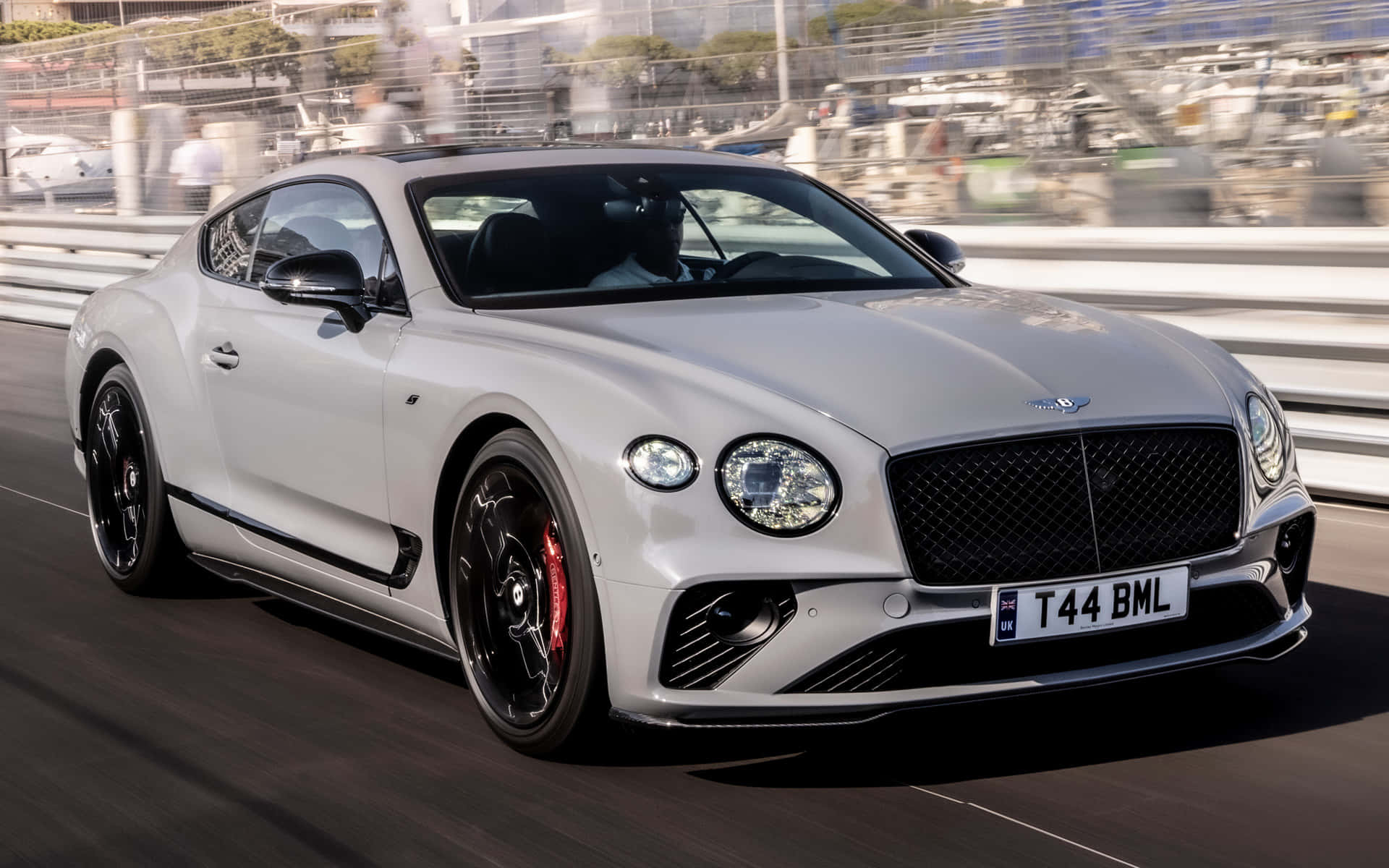 Bentley Continental GT, silver, racetrack, Full HD Desktop Wallpaper