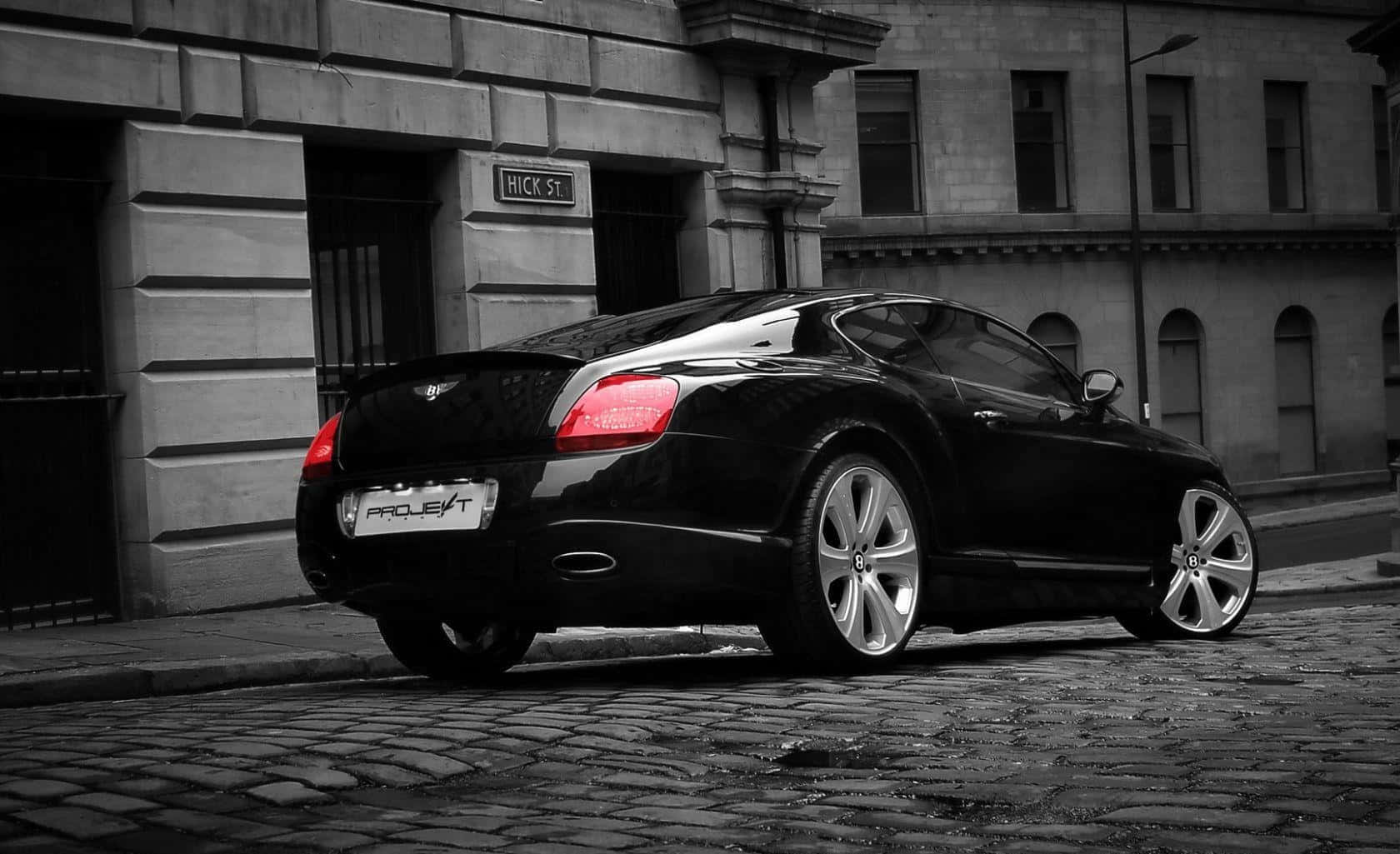 Bentley Continental GT, black, cobblestone street, HD Desktop Wallpaper