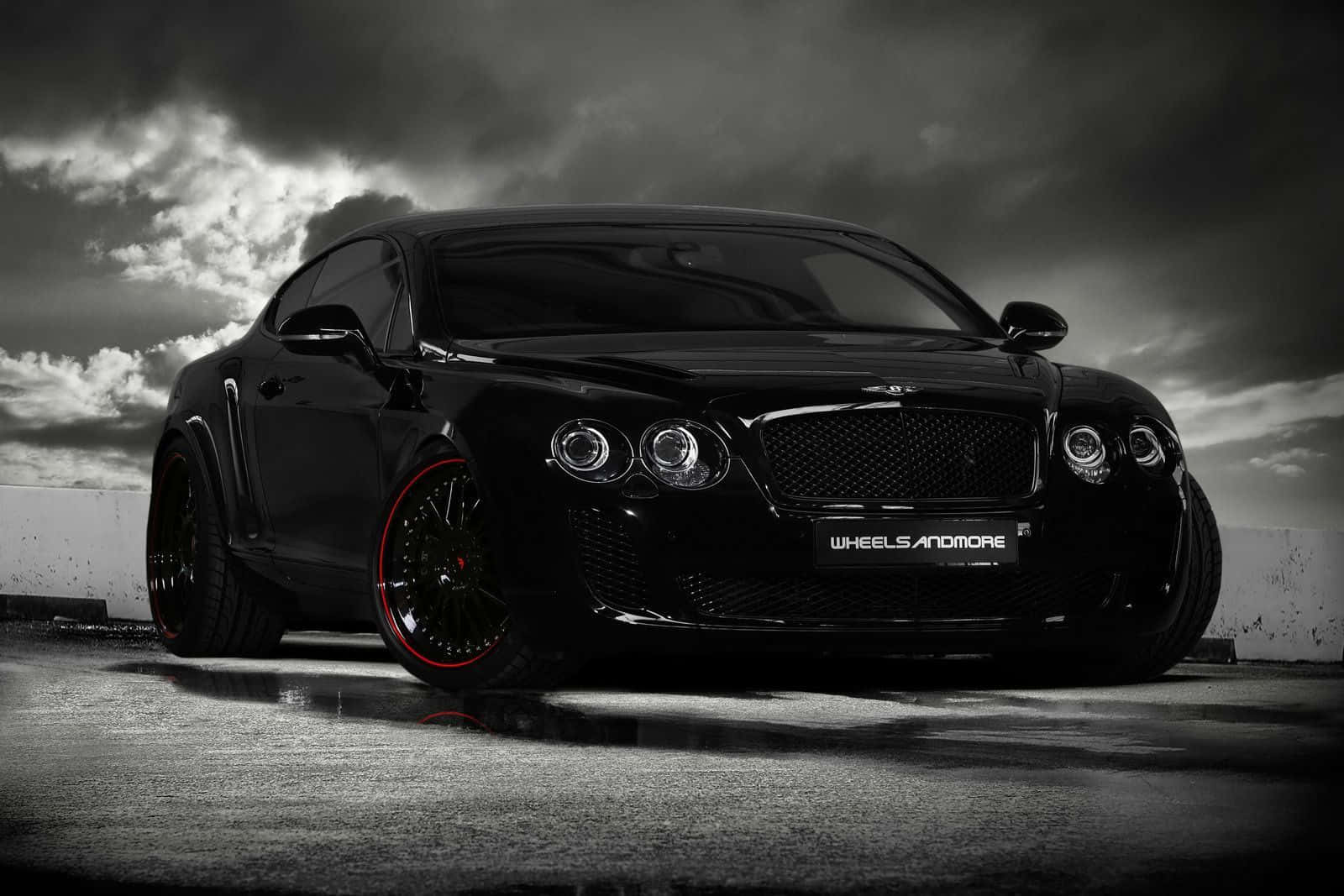 Bentley Continental GT, black, red-accented wheels, HD Desktop Wallpaper