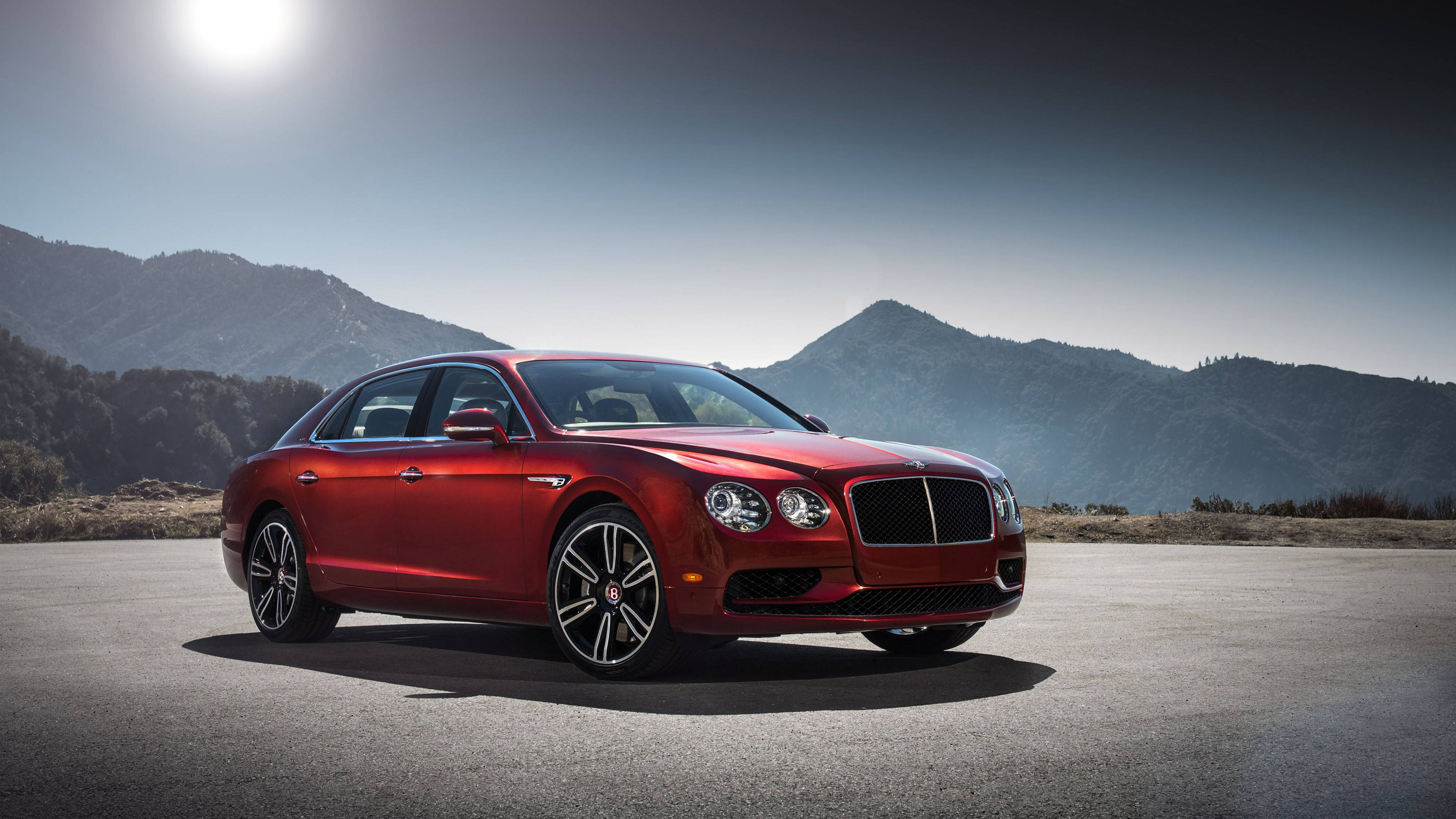 Bentley Flying Spur, red, glossy, 4K Desktop Wallpaper