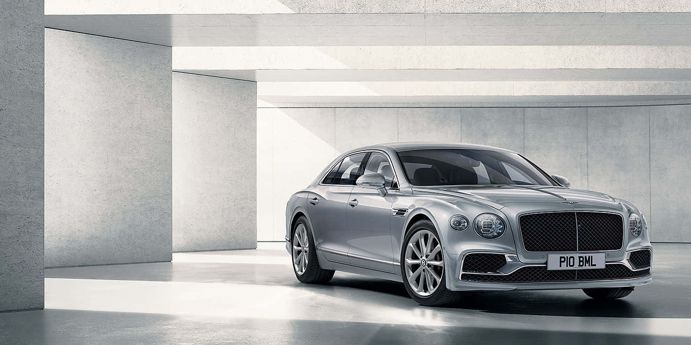 Bentley Flying Spur, silver, minimalist concrete garage, HD Desktop Wallpaper